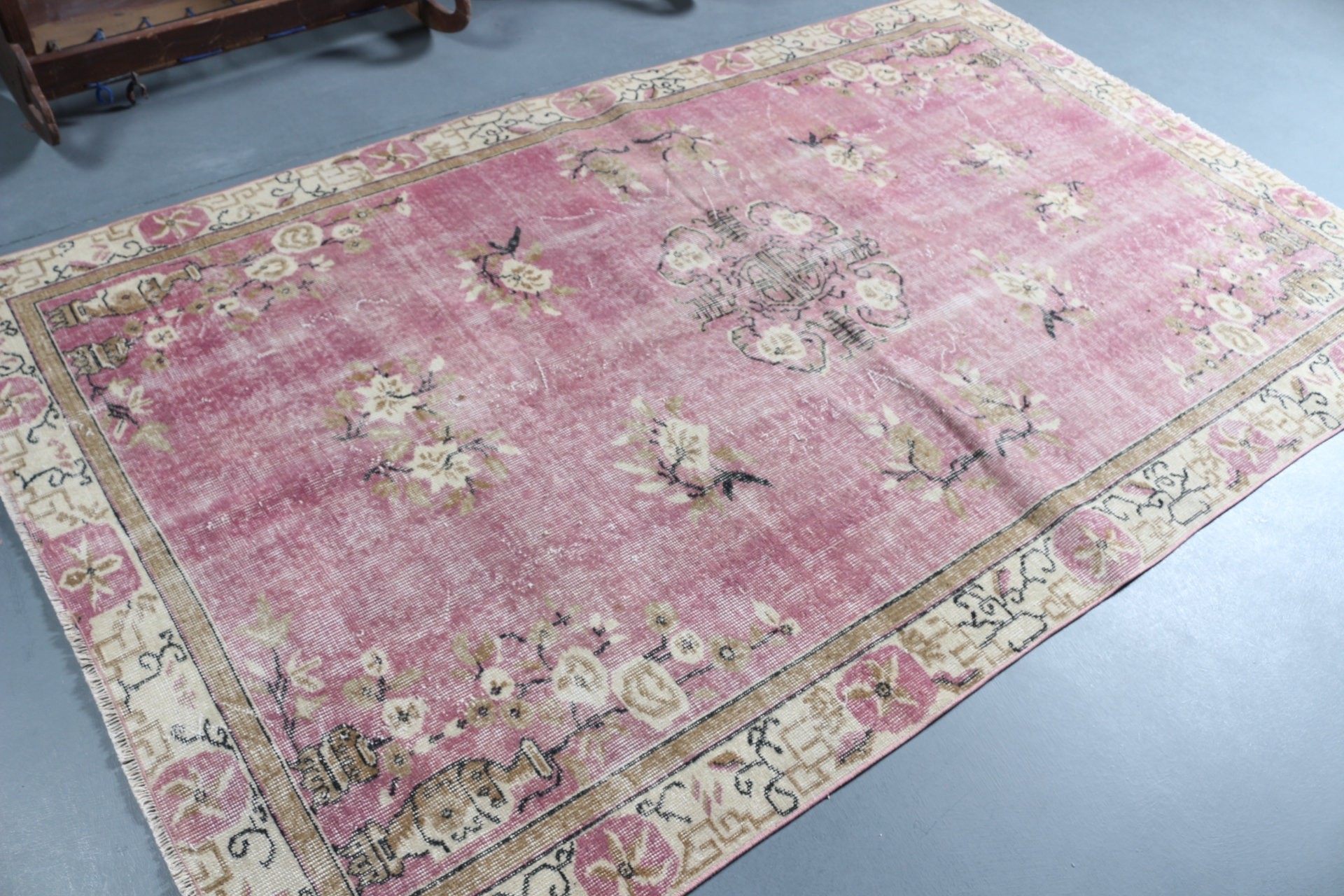 Salon Halısı, Yemek Odası Halıları, Pembe Fas Halısı, Boho Halıları, Antika Halılar, Vintage Halı, Türk Halısı, 5,3x8,6 ft Büyük Halı, Yatak Odası Halıları