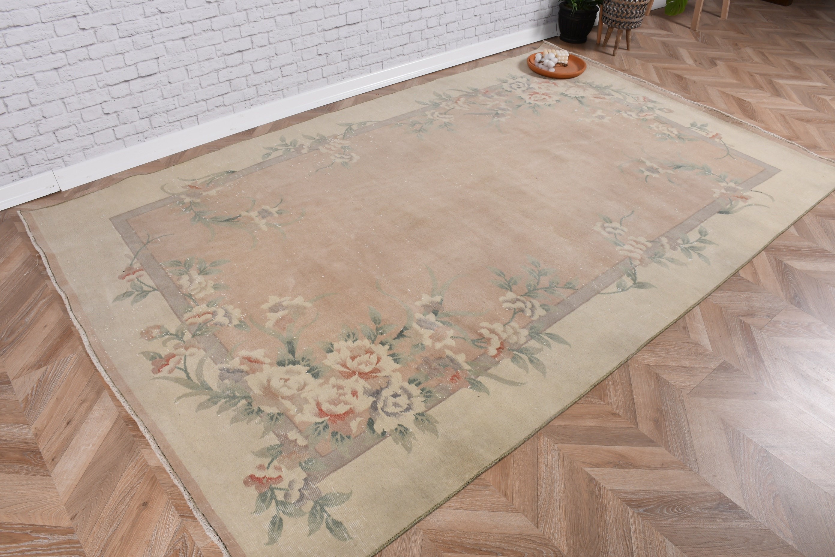 Vintage Halı, Oturma Odası Halısı, 5.6x9 ft Büyük Halılar, Salon Halısı, Türk Halıları, Düz Dokuma Halı, Antika Halı, Pembe Yatak Odası Halısı, El Yapımı Halı