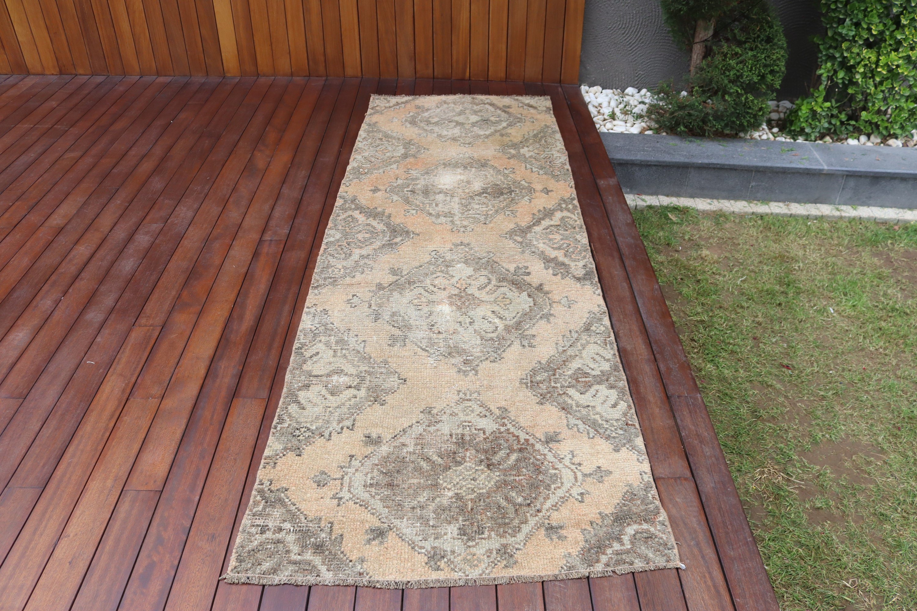 Beni Ourain Runner Halıları, Türk Halıları, Vintage Halılar, Boho Halısı, Vintage Runner Halısı, Turuncu El Dokuma Halısı, 3x8.8 ft Runner Halıları