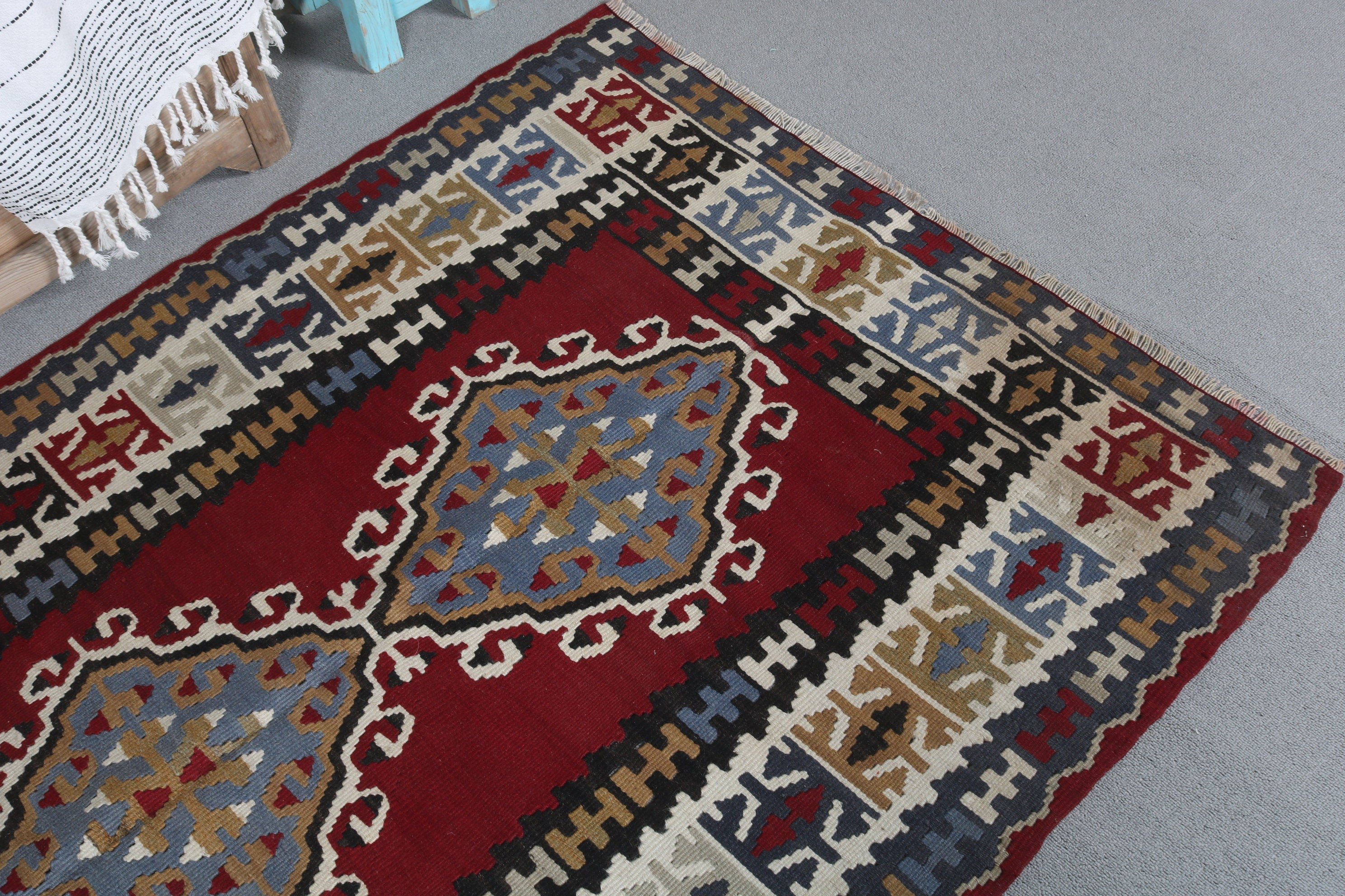 3.5x6.1 ft Accent Rug, Red Floor Rugs, Home Decor Rugs, Vintage Rug, Turkish Rugs, Kilim, Turkey Rug, Moroccan Rug, Entry Rug, Kitchen Rugs