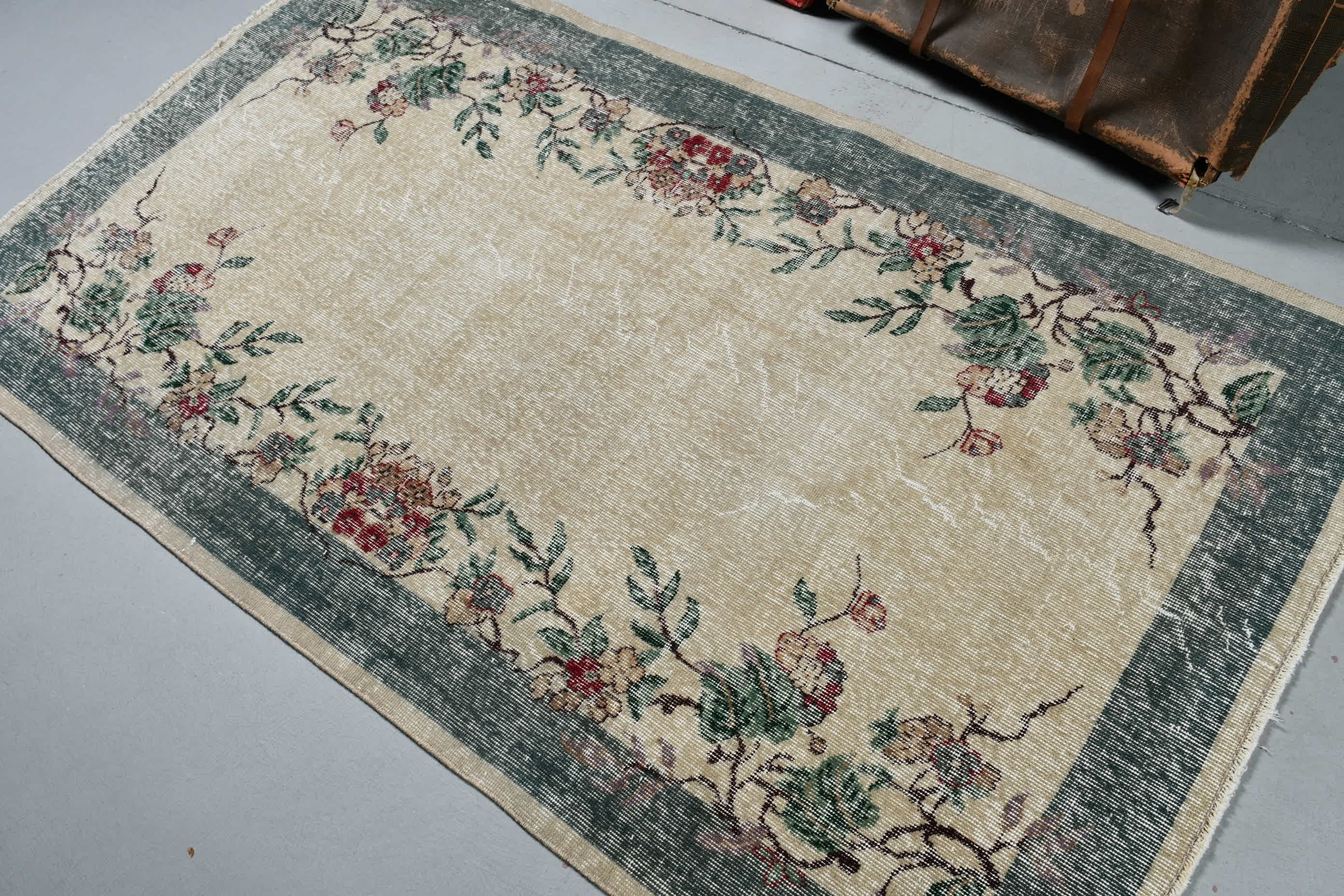 Turkish Rug, Living Room Rugs, Moroccan Rugs, Nursery Rug, Beige Kitchen Rugs, Vintage Rugs, Old Rug, 3.8x6.6 ft Area Rug