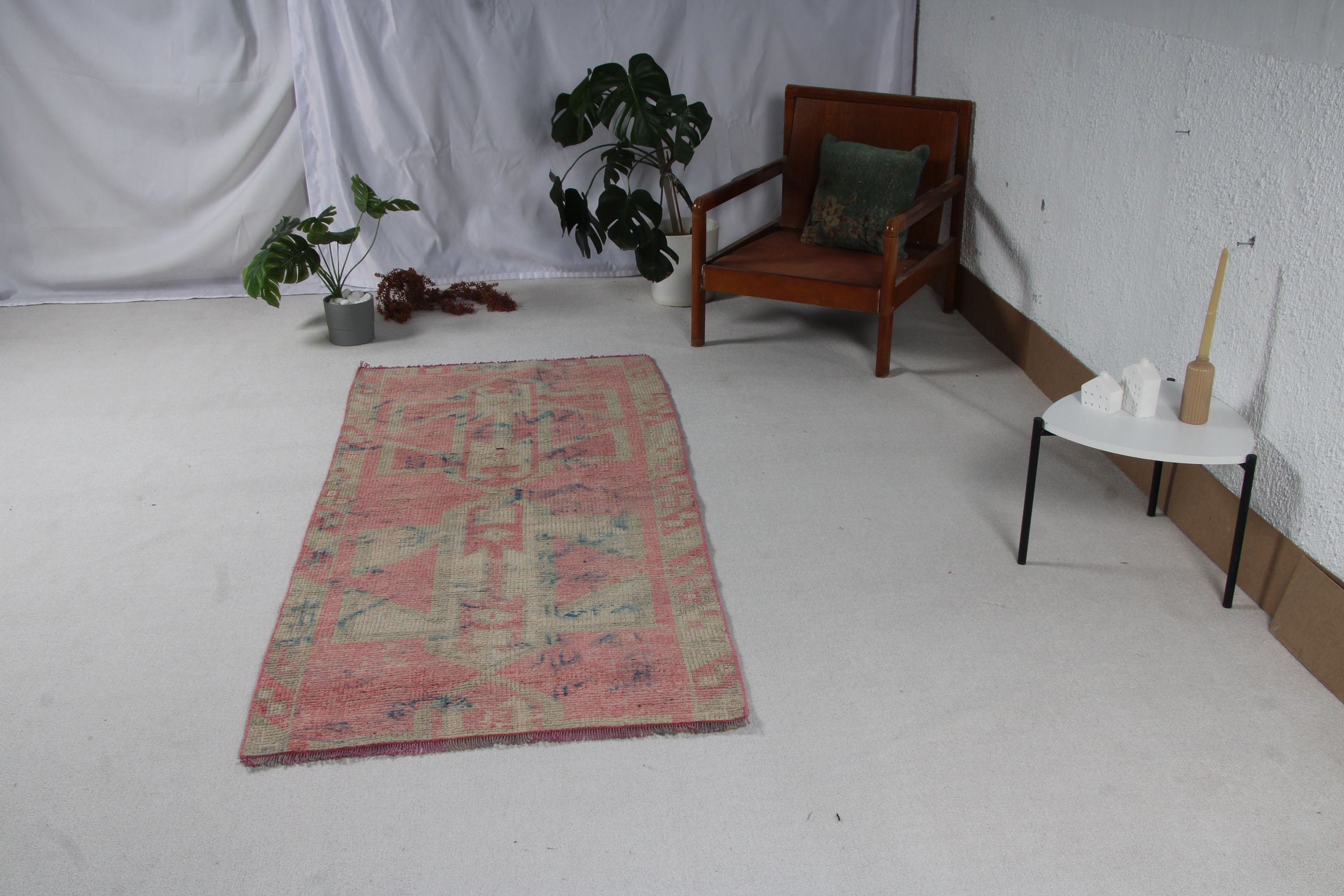 3.1x6.7 ft Accent Halı, Vintage Halılar, Yatak Odası Halıları, Pembe Boho Halıları, Lüks Halı, Türk Halısı, Yatak Odası Halısı, Mutfak Halısı, Açıklama Halıları