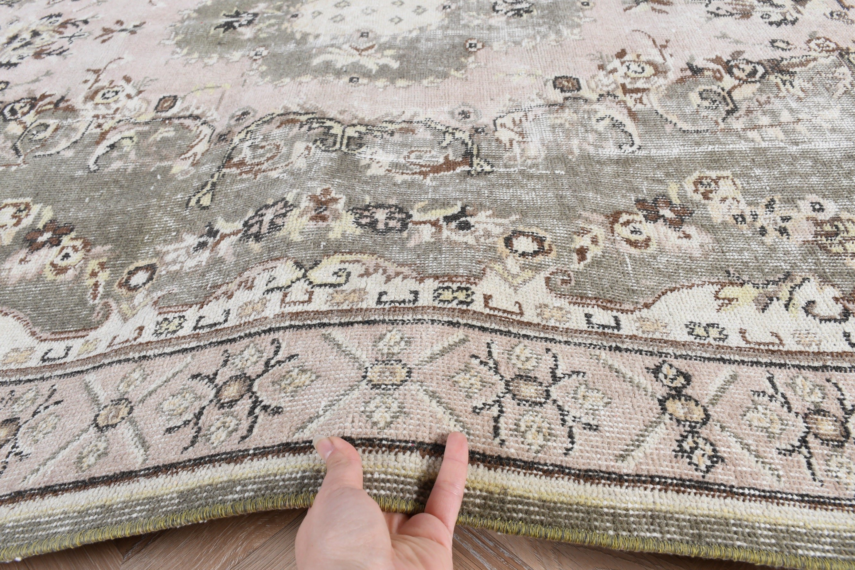 Aesthetic Rugs, Turkish Rug, Vintage Rug, Large Oushak Rugs, Kitchen Rug, 5.5x8.4 ft Large Rug, Beige Neutral Rug, Salon Rug