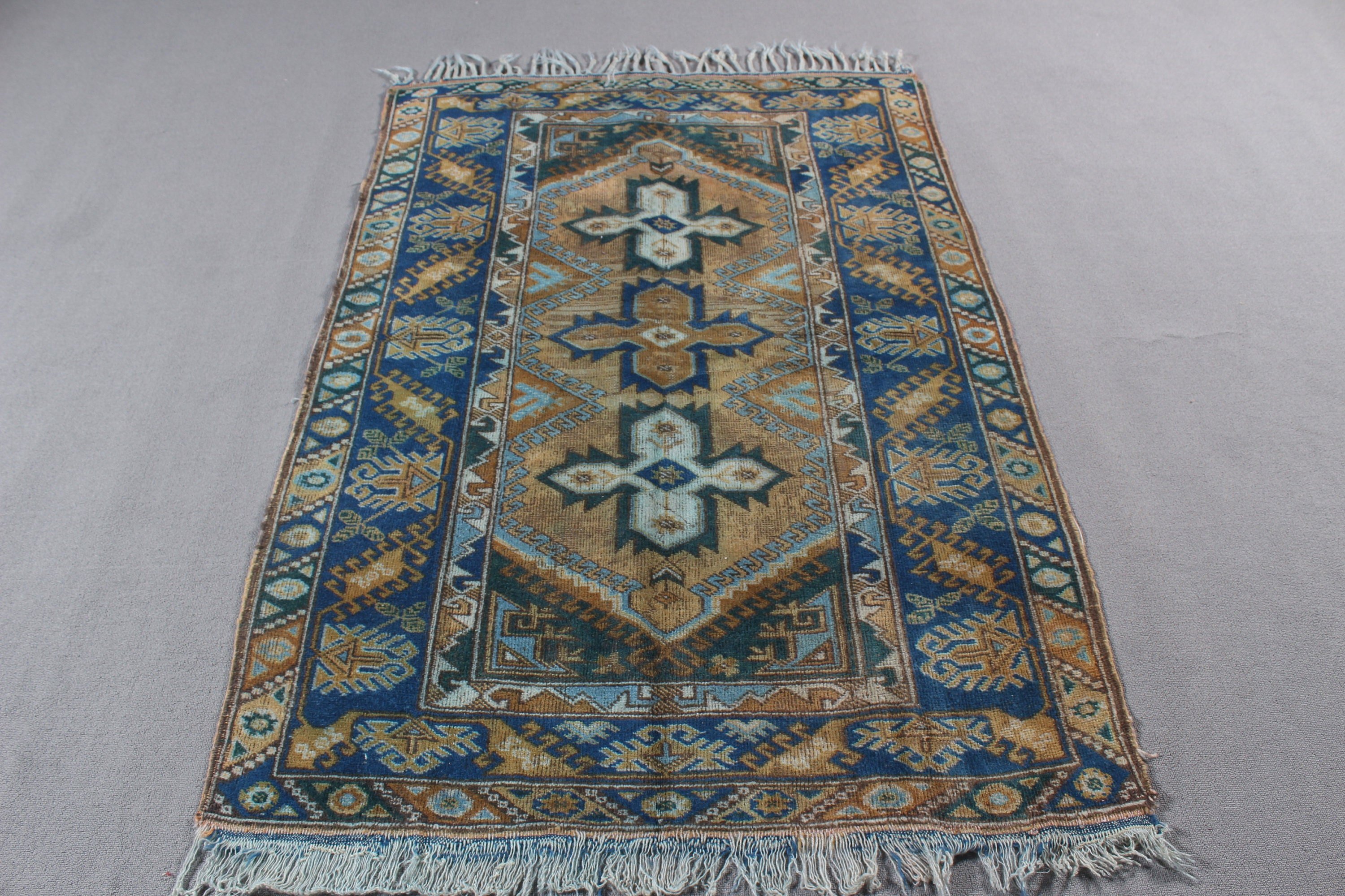 Yeşil Nötr Halı, Oushak Halıları, Vintage Halılar, Kabile Halıları, Fas Halıları, 3,9x5,8 ft Accent Halı, Türk Halısı, Yatak Odası Halısı, Boho Accent Halıları