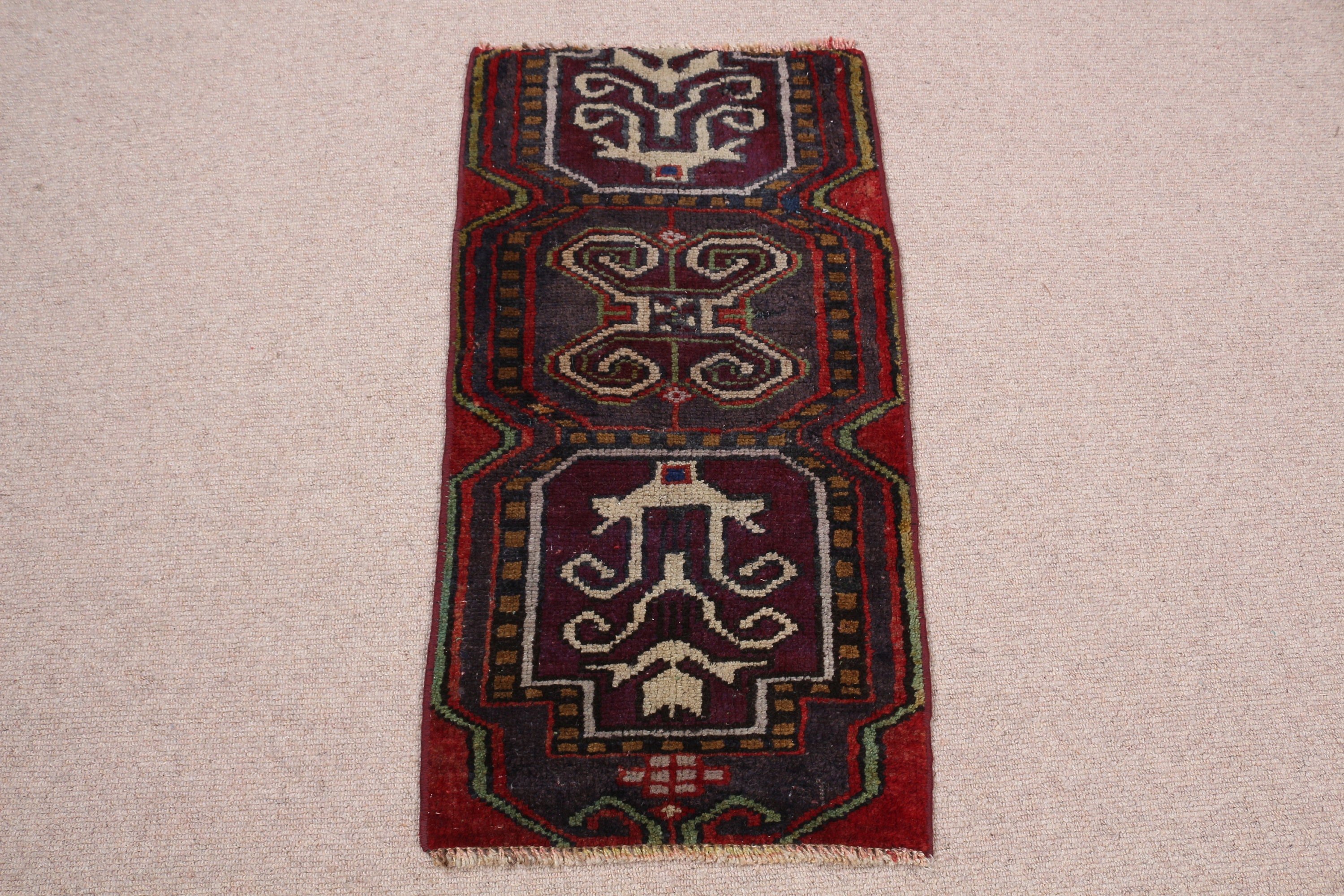 Türk Halıları, Paspas Halısı, Vintage Halı, Banyo Halısı, 1.3x2.5 ft Küçük Halı, Mutfak Halıları, Oryantal Halı, Mor Havalı Halılar, Yatak Odası Halısı