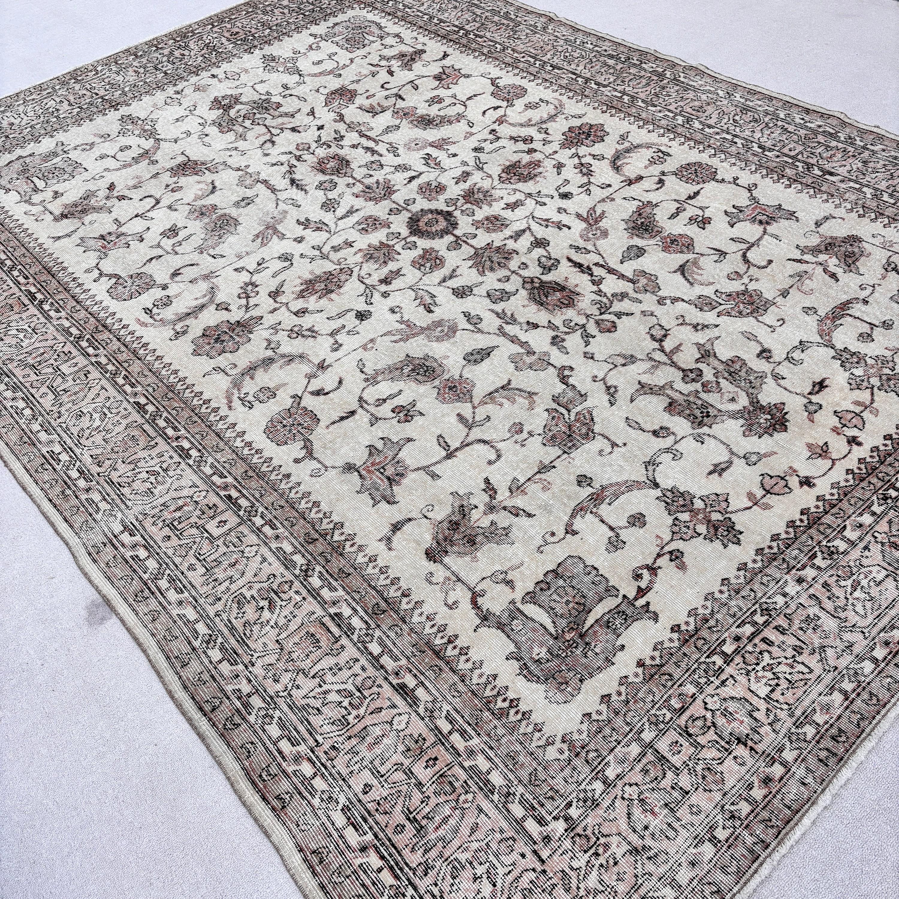 Türk Halısı, Vintage Halı, Büyük Boy Vintage Halı, Fas Halısı, Yemek Odası Halıları, 8.2x11.1 ft Büyük Boy Halılar, Bej Antika Halı