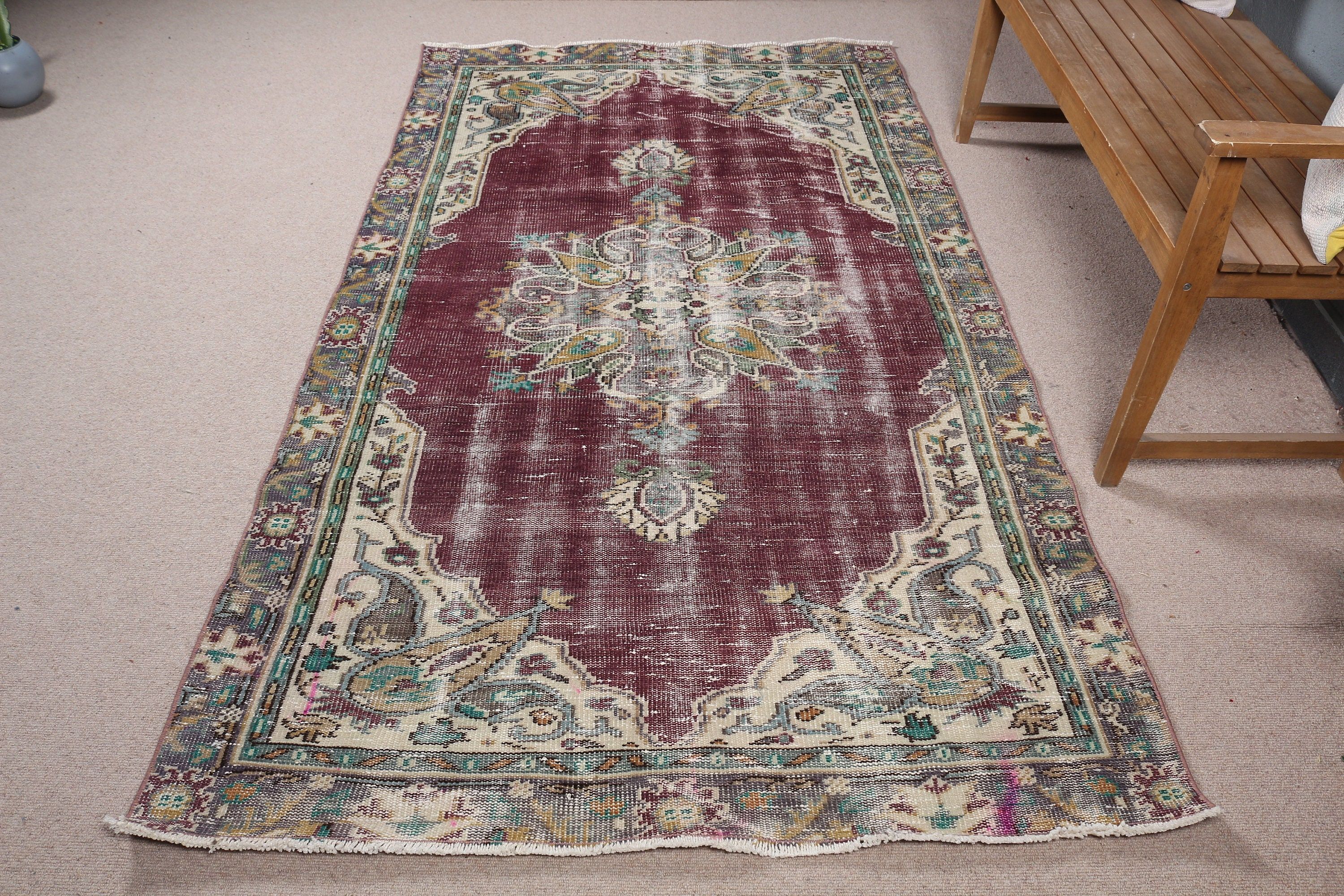 Mor Yatak Odası Halısı, Özel Halı, Fas Halısı, Türk Halıları, Ev Dekorasyonu Halısı, Yer Halısı, Vintage Halı, Oturma Odası Halıları, 4.4x7.9 ft Alan Halısı