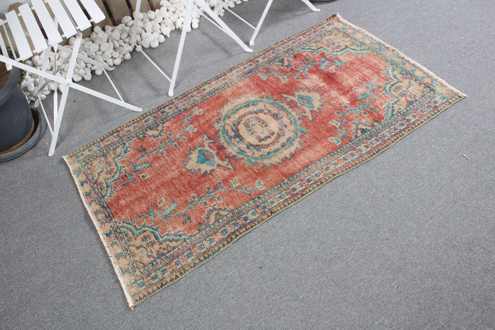 Home Decor Rug, Red Oushak Rugs, Retro Rugs, 2.5x4.8 ft Small Rugs, Kitchen Rugs, Vintage Rug, Turkish Rug, Car Mat Rug, Nursery Rugs