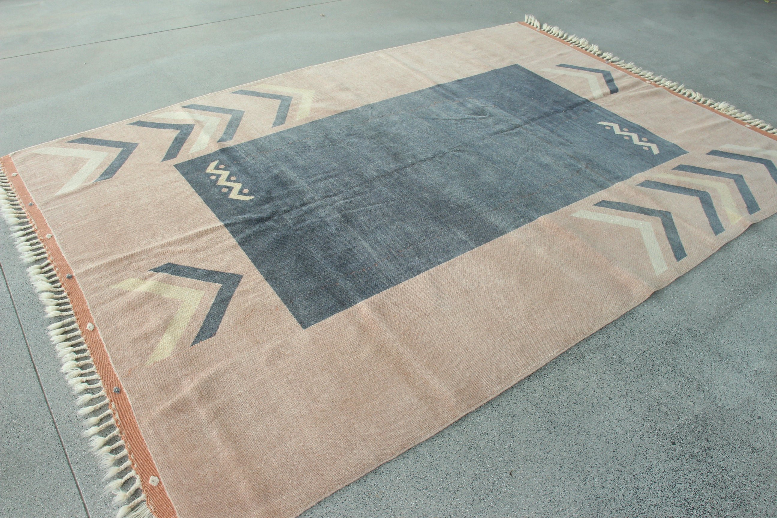 Large Vintage Rug, Floor Rug, Vintage Rugs, Wool Rug, Tribal Rug, 6.3x9.3 ft Large Rug, Pink Neutral Rug, Turkish Rug, Large Oushak Rug