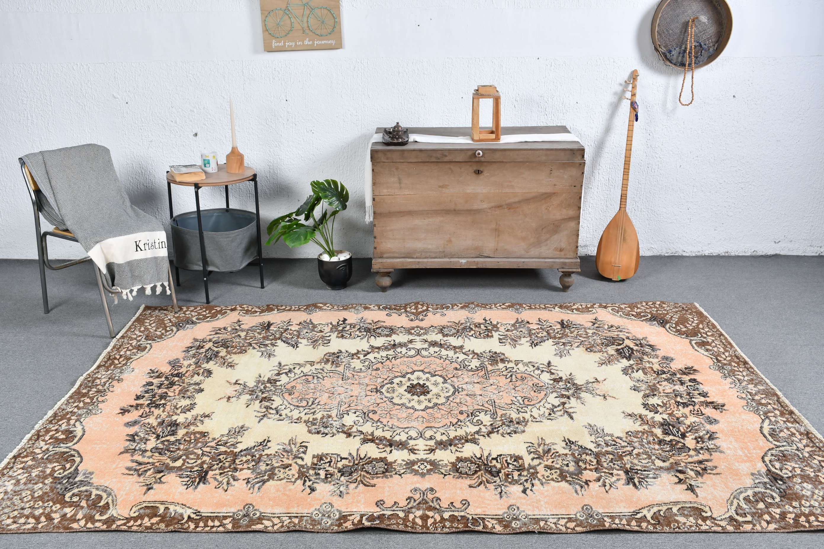 Turkish Rug, Antique Rugs, Vintage Rug, Rugs for Living Room, 5.4x9 ft Large Rug, Dining Room Rug, Brown Bedroom Rugs