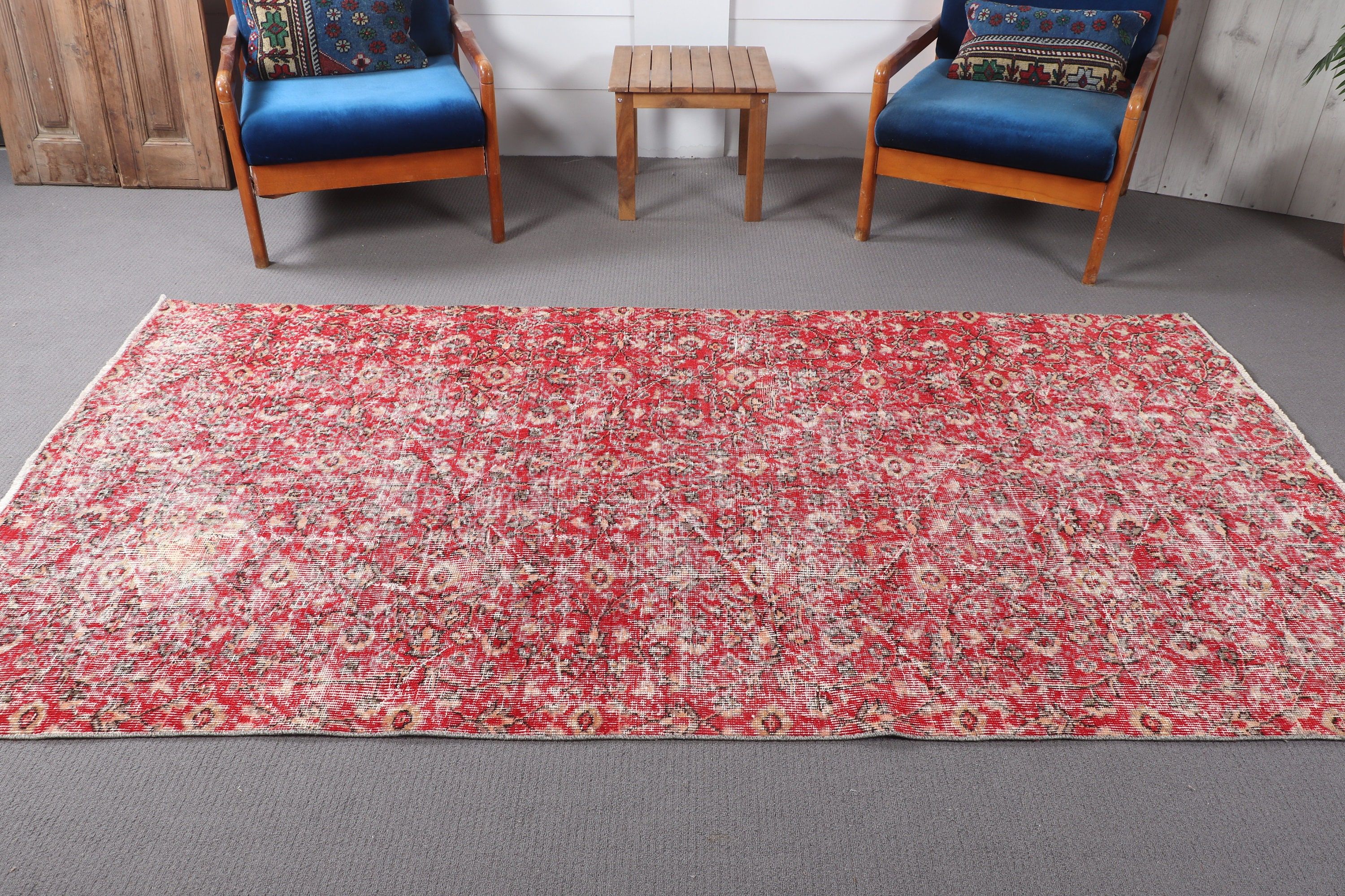 Kırmızı Lüks Halılar, 4.6x8.4 ft Alan Halısı, Geometrik Halı, Yatak Odası Halıları, Etnik Halılar, Anadolu Halıları, Vintage Halılar, Türk Halıları, Boho Bölge Halıları