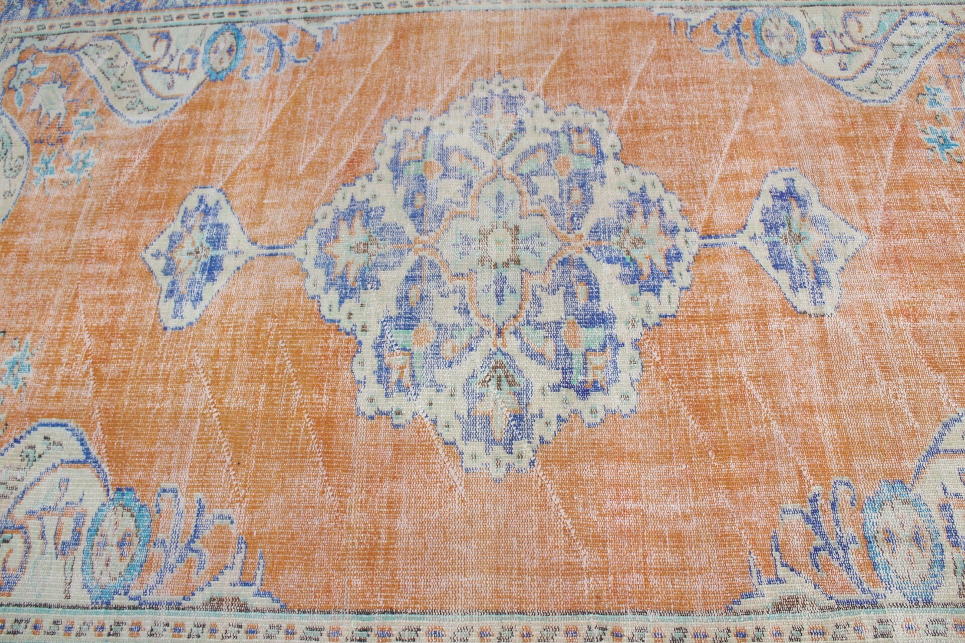 Turuncu Oushak Halı, Havalı Halılar, Dış Mekan Halıları, Türk Halısı, Yatak Odası Halıları, Vintage Halılar, Fas Halıları, 5,7x8,9 ft Büyük Halılar, Salon Halısı