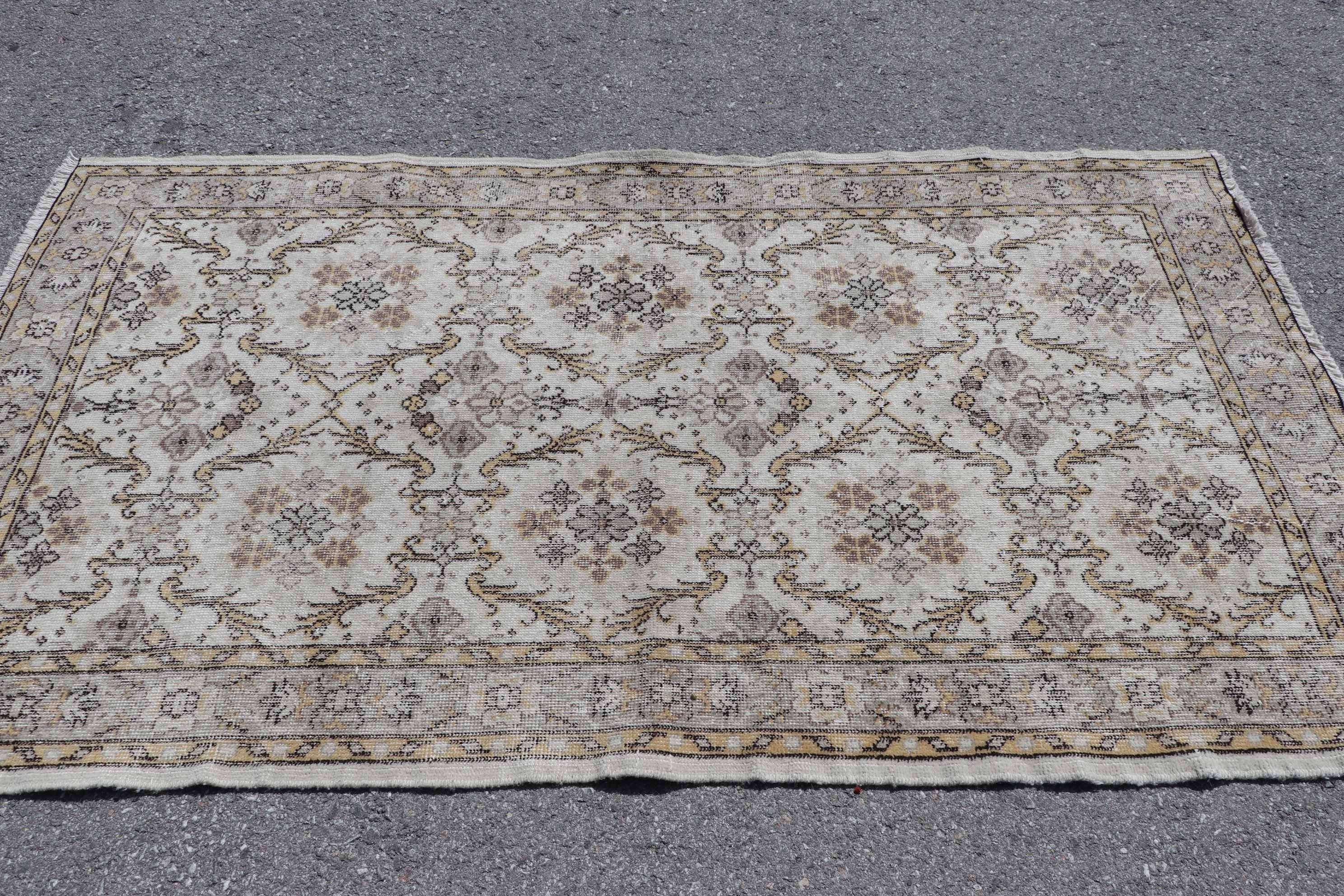 Rugs for Living Room, Anatolian Rug, Oushak Rugs, Nursery Rug, Turkish Rug, Vintage Rugs, Beige Kitchen Rugs, 3.9x6.9 ft Area Rugs, Old Rug