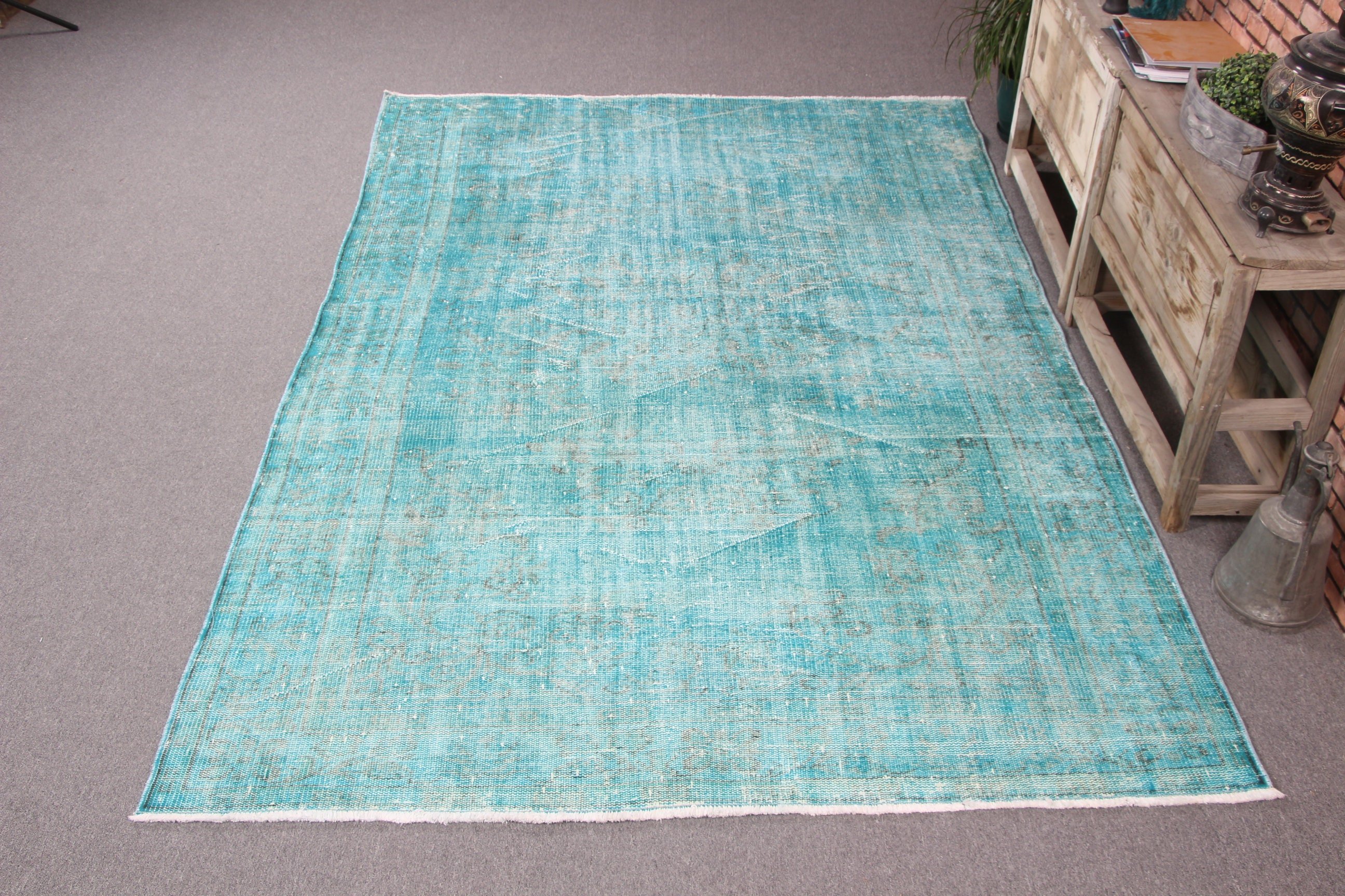 Rugs for Bedroom, Kitchen Rug, Vintage Rug, Wool Rug, Turkish Rugs, 5.9x8.9 ft Large Rugs, Blue Moroccan Rug, Bedroom Rug, Large Boho Rugs