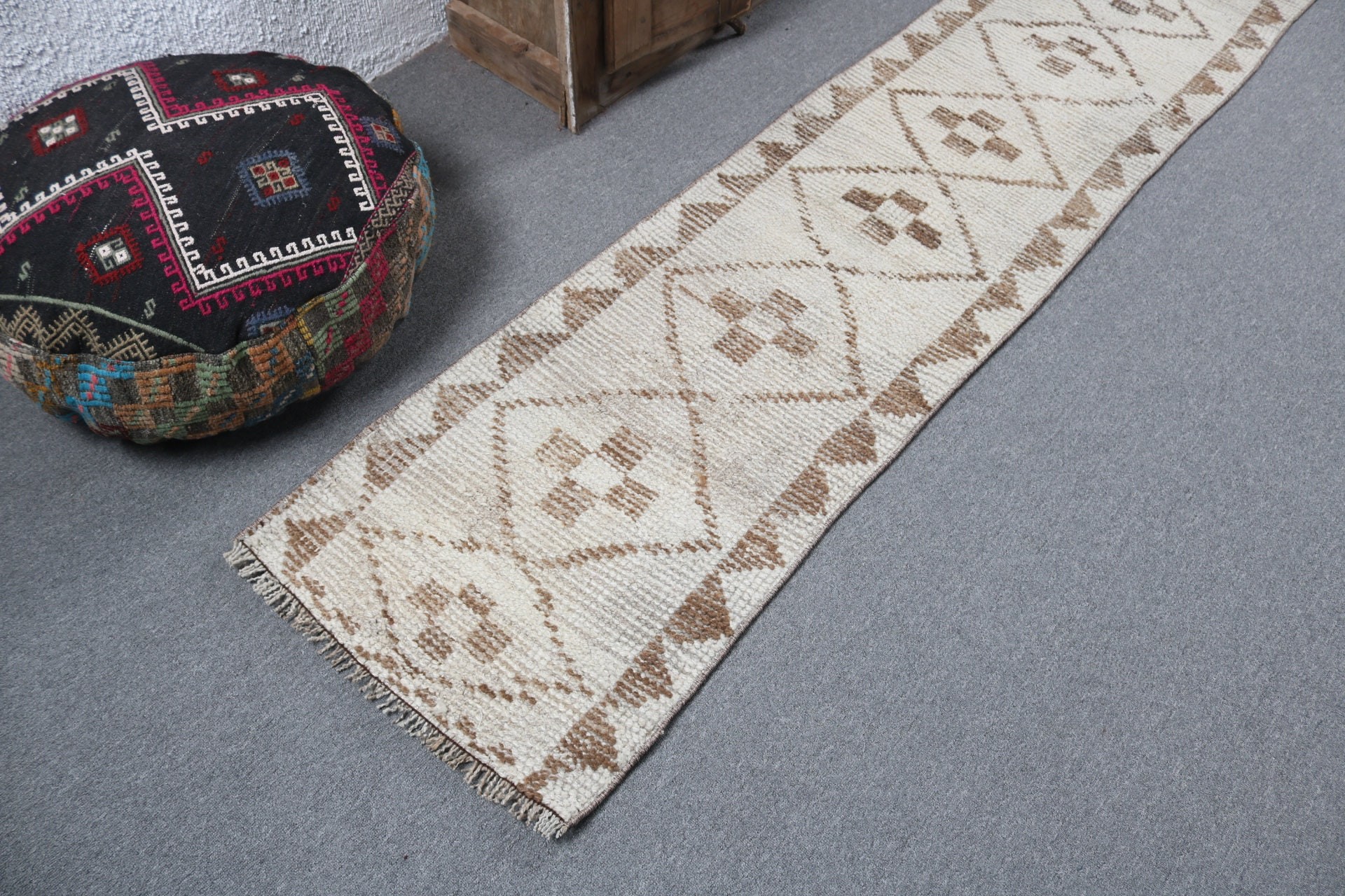 Beige Antique Rugs, Rugs for Stair, Kitchen Rug, Hallway Rugs, Vintage Rug, Luxury Rug, Turkish Rug, 2x11.5 ft Runner Rugs, Corridor Rug