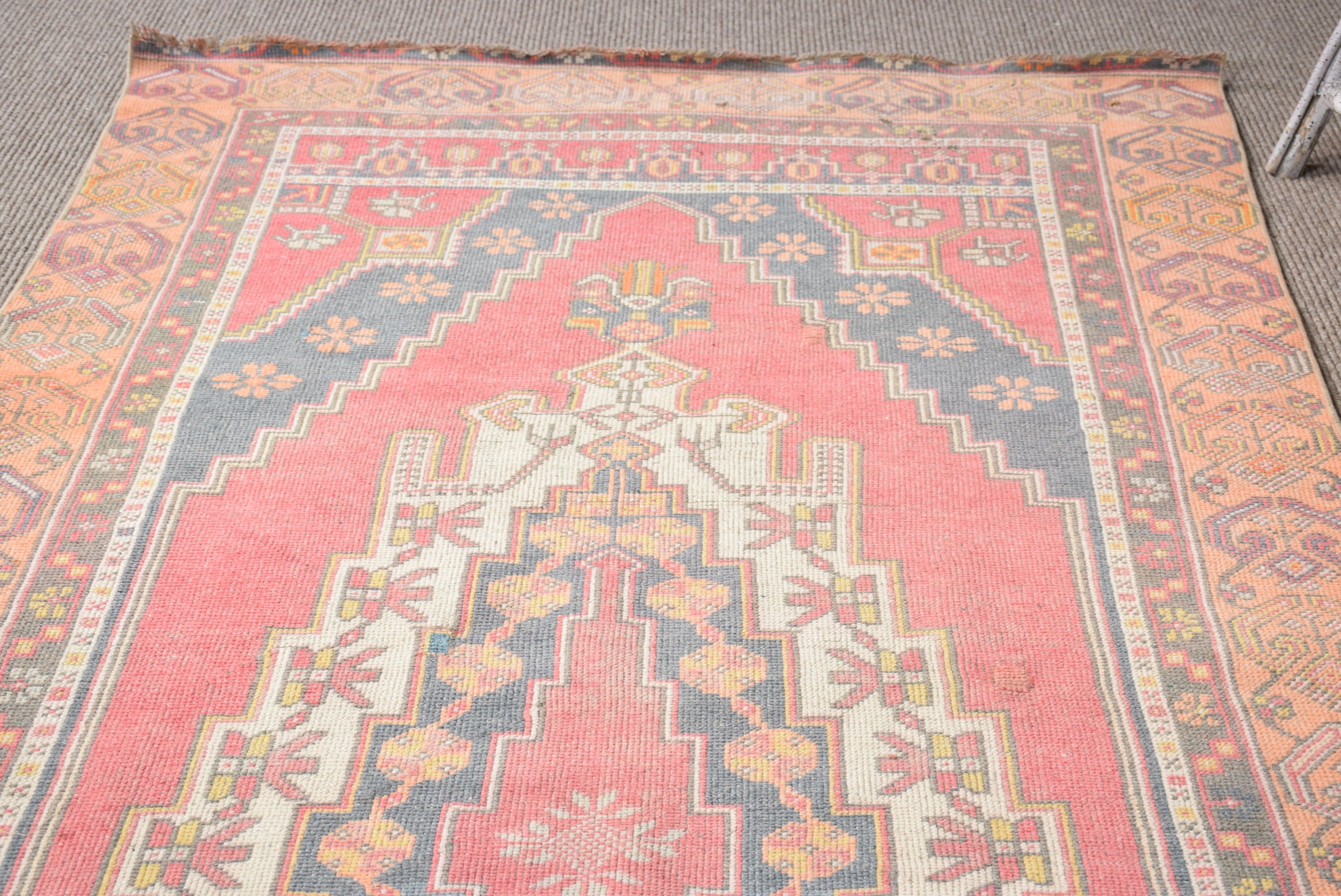 Oushak Rug, Turkish Rugs, Red  4x7.8 ft Area Rug, Kitchen Rugs, Dining Room Rug, Rugs for Floor, Bedroom Rug, Vintage Rug