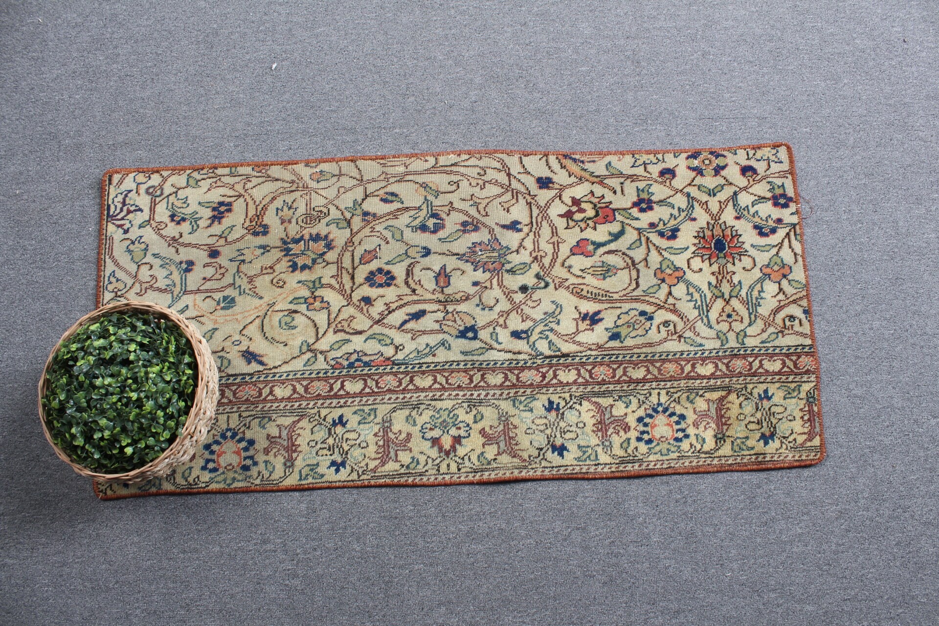 Giriş Halısı, Türk Halısı, Vintage Halı, Banyo Halısı, Havalı Halı, Yeşil 1.6x3.5 ft Küçük Halı, Oryantal Halılar, Araba Paspası Halıları