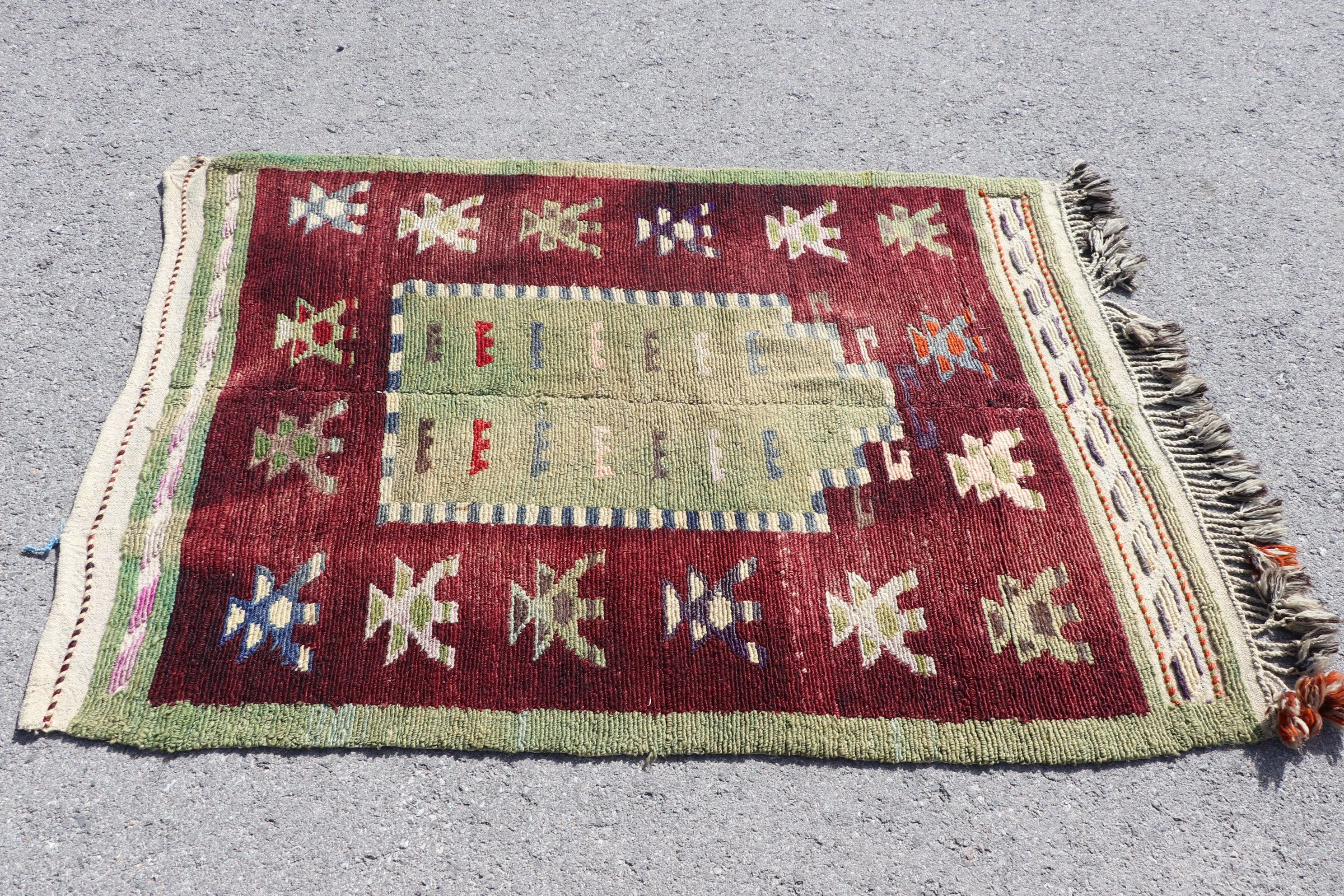 Rugs for Kitchen, Cool Rug, Red Bedroom Rugs, Turkish Rugs, Kilim, 3.6x5.1 ft Accent Rug, Kitchen Rug, Vintage Rug, Vintage Oushak Rug