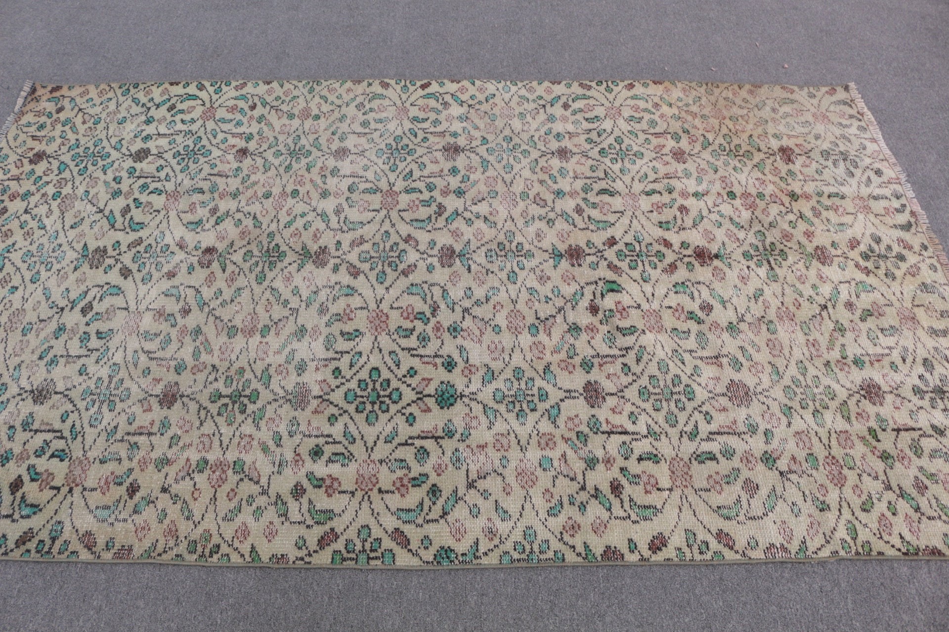 Floor Rug, Aztec Rugs, Turkish Rug, Green Anatolian Rugs, Moroccan Rug, Vintage Rug, Rugs for Floor, 4.6x7.6 ft Area Rug, Bedroom Rugs