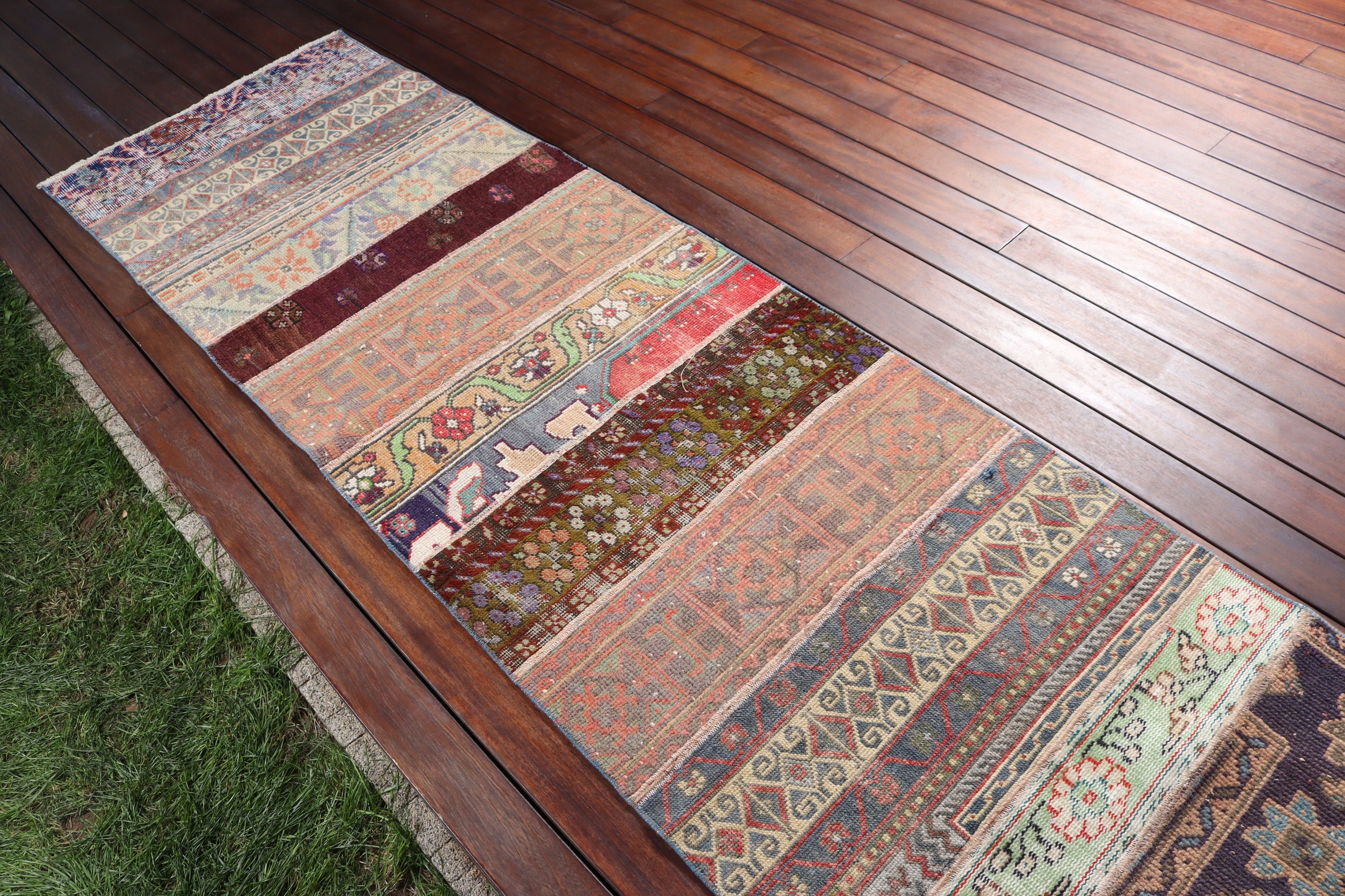 2.5x10 ft Yolluk Halıları, Koridor Halıları, Turuncu Geometrik Halılar, Nötr Halı, Yer Halıları, Türk Halıları, Vintage Halılar, Mutfak Halıları