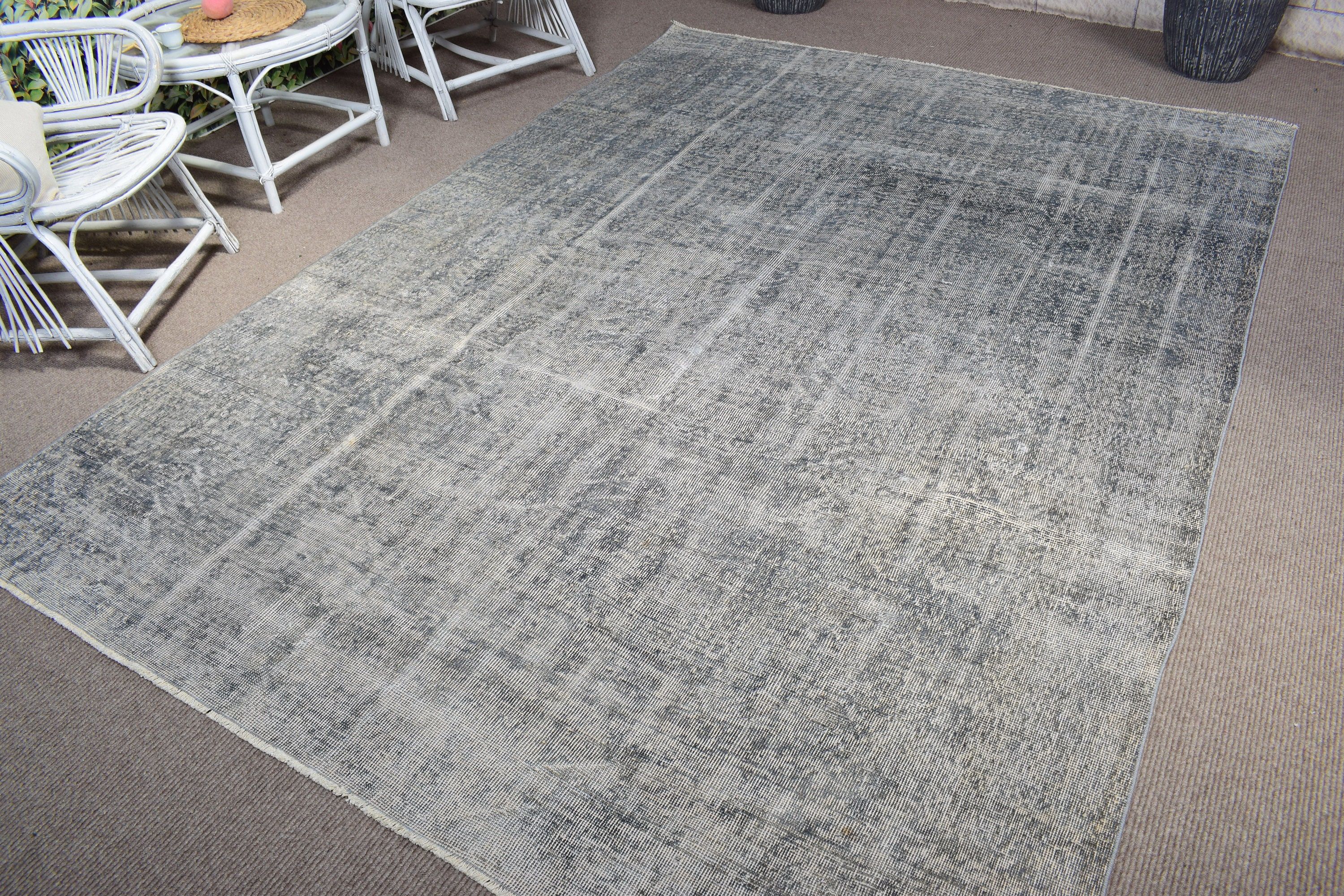 Oushak Rugs, Salon Rugs, Turkish Rugs, Large Boho Rug, Vintage Rugs, Floor Rugs, 6.8x9.8 ft Large Rugs, Gray Oushak Rugs, Oriental Rugs