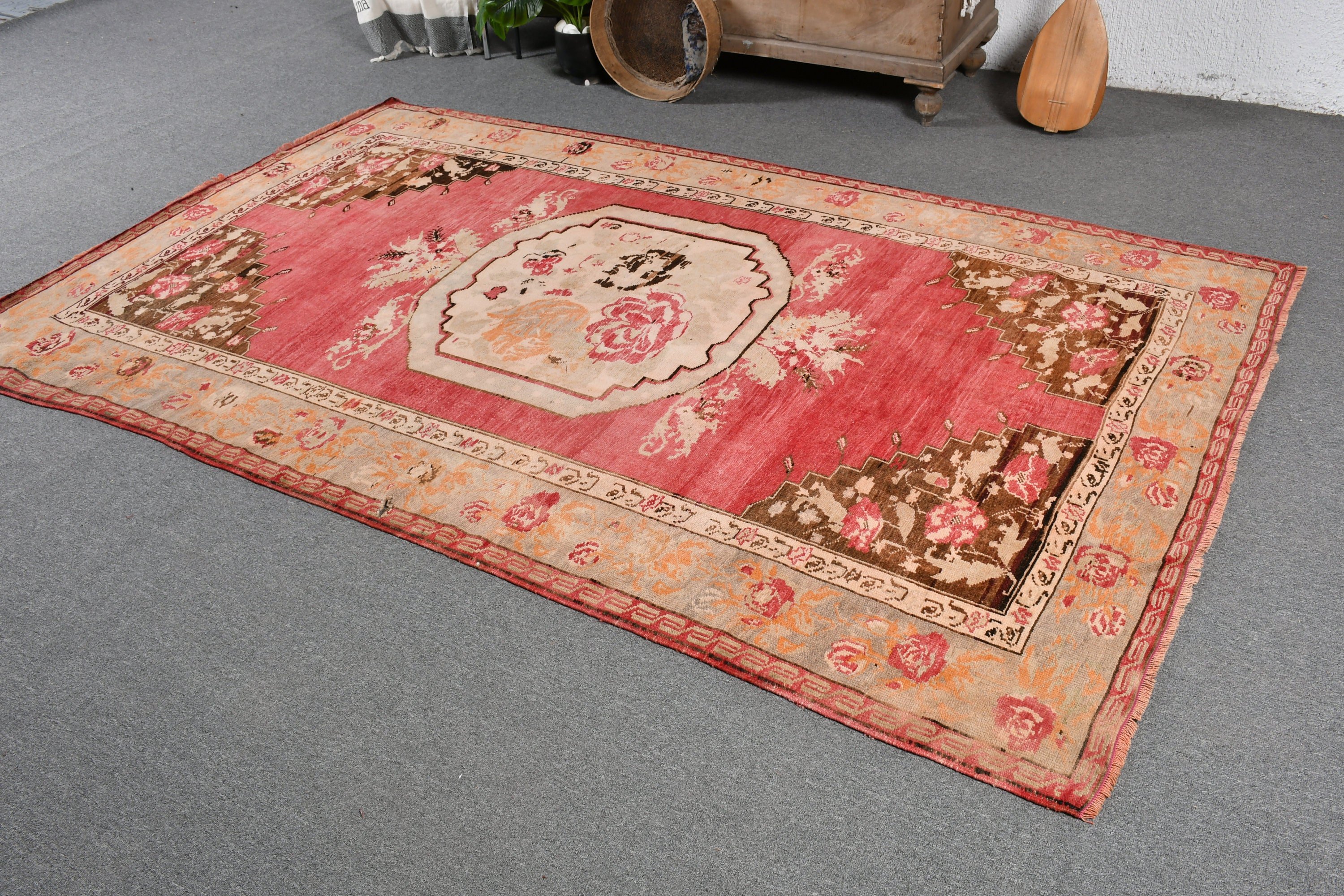 Dining Room Rug, Red Moroccan Rug, Vintage Rugs, Rugs for Bedroom, Bedroom Rug, Antique Rug, 5.2x8.2 ft Large Rug, Turkish Rugs, Tribal Rug