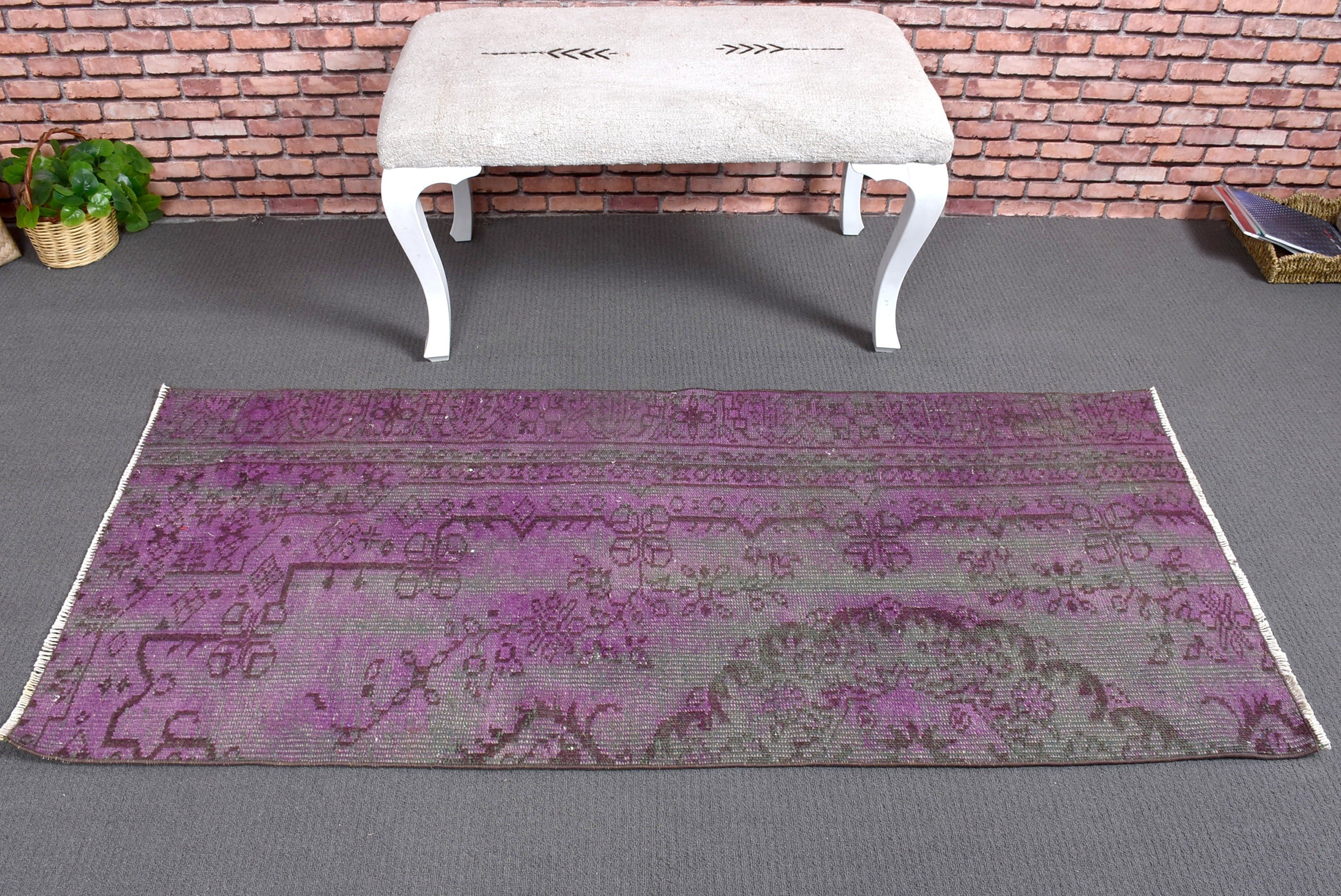 Oriental Rugs, Vintage Rug, Wall Hanging Rug, Aztec Rugs, Bathroom Rugs, Turkish Rugs, Purple Floor Rug, Kitchen Rug, 2.5x5.6 ft Small Rugs