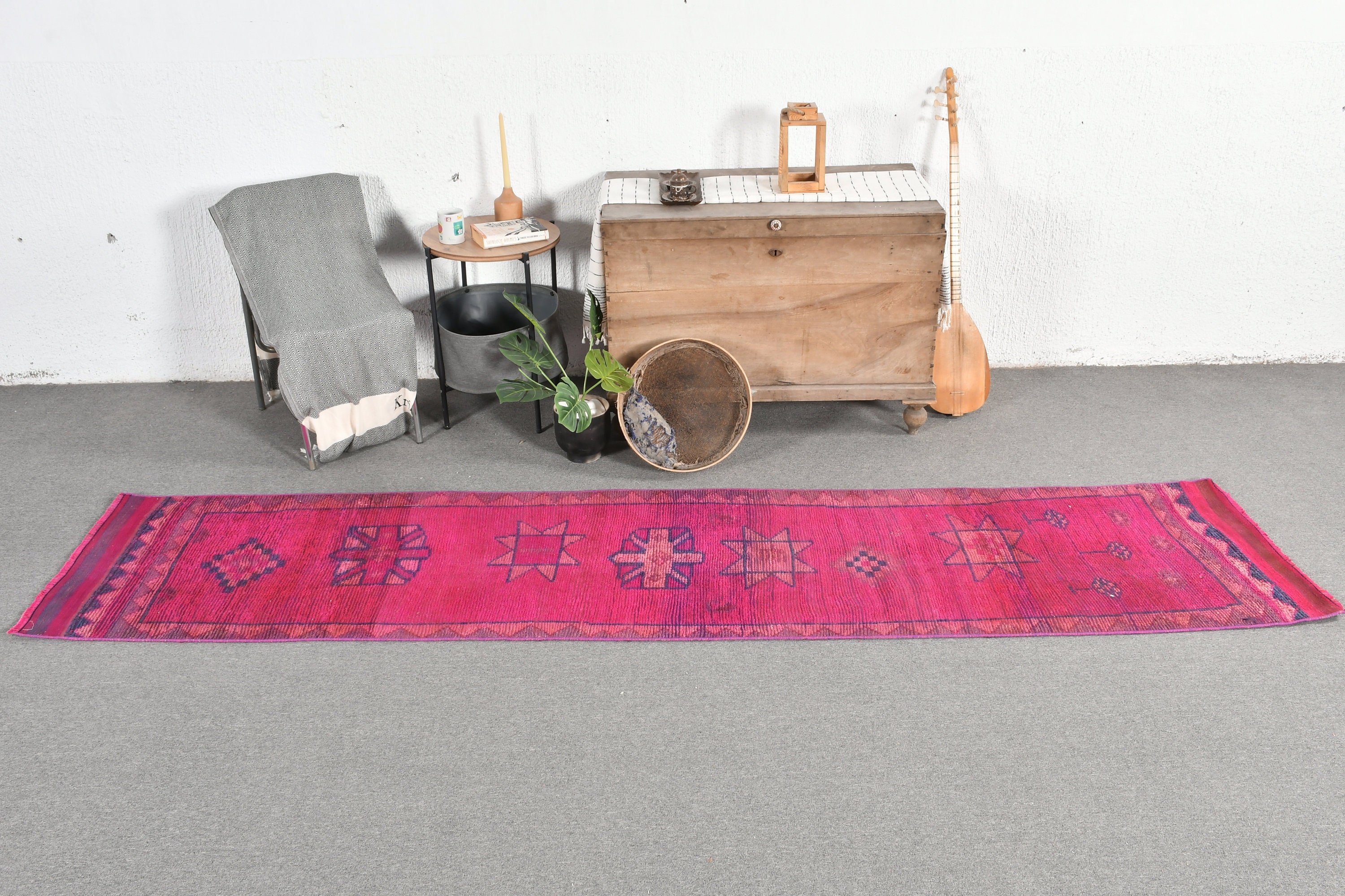 Purple Floor Rug, Stair Rug, Muted Rug, Turkish Rugs, Vintage Rugs, Anatolian Rug, Corridor Rugs, 2.3x10.7 ft Runner Rug