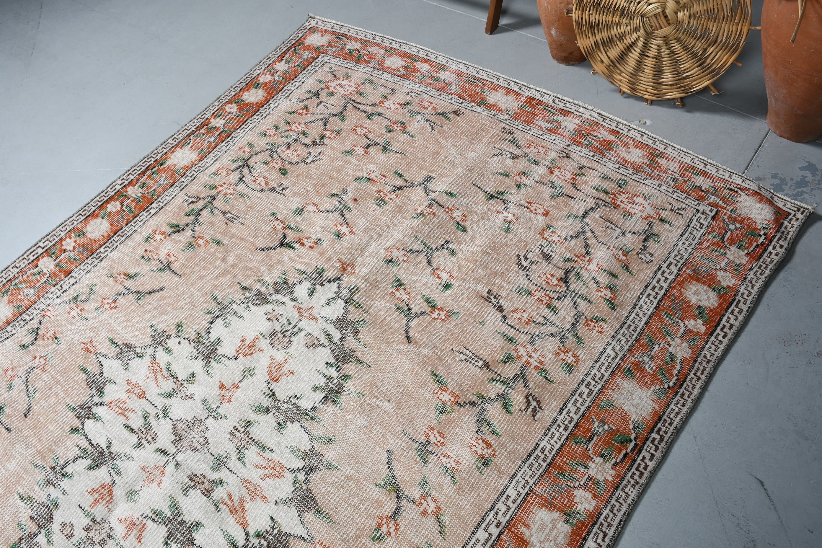 Beige Floor Rug, 5.3x8.7 ft Large Rug, Vintage Rug, Art Rug, Home Decor Rug, Turkish Rug, Living Room Rug, Antique Rug, Dining Room Rug