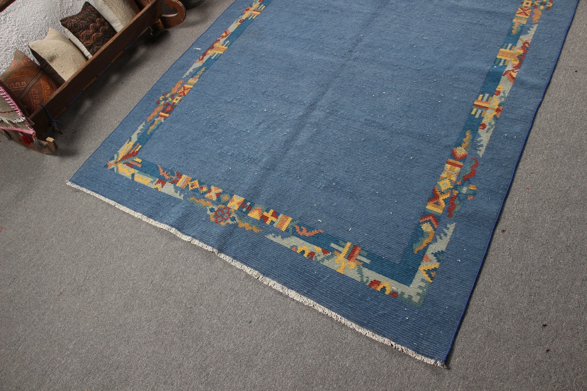 Living Room Rug, Home Decor Rug, Vintage Rug, Cool Rug, Bedroom Rug, Turkish Rug, Designer Rugs, Blue  5.2x7.2 ft Area Rugs