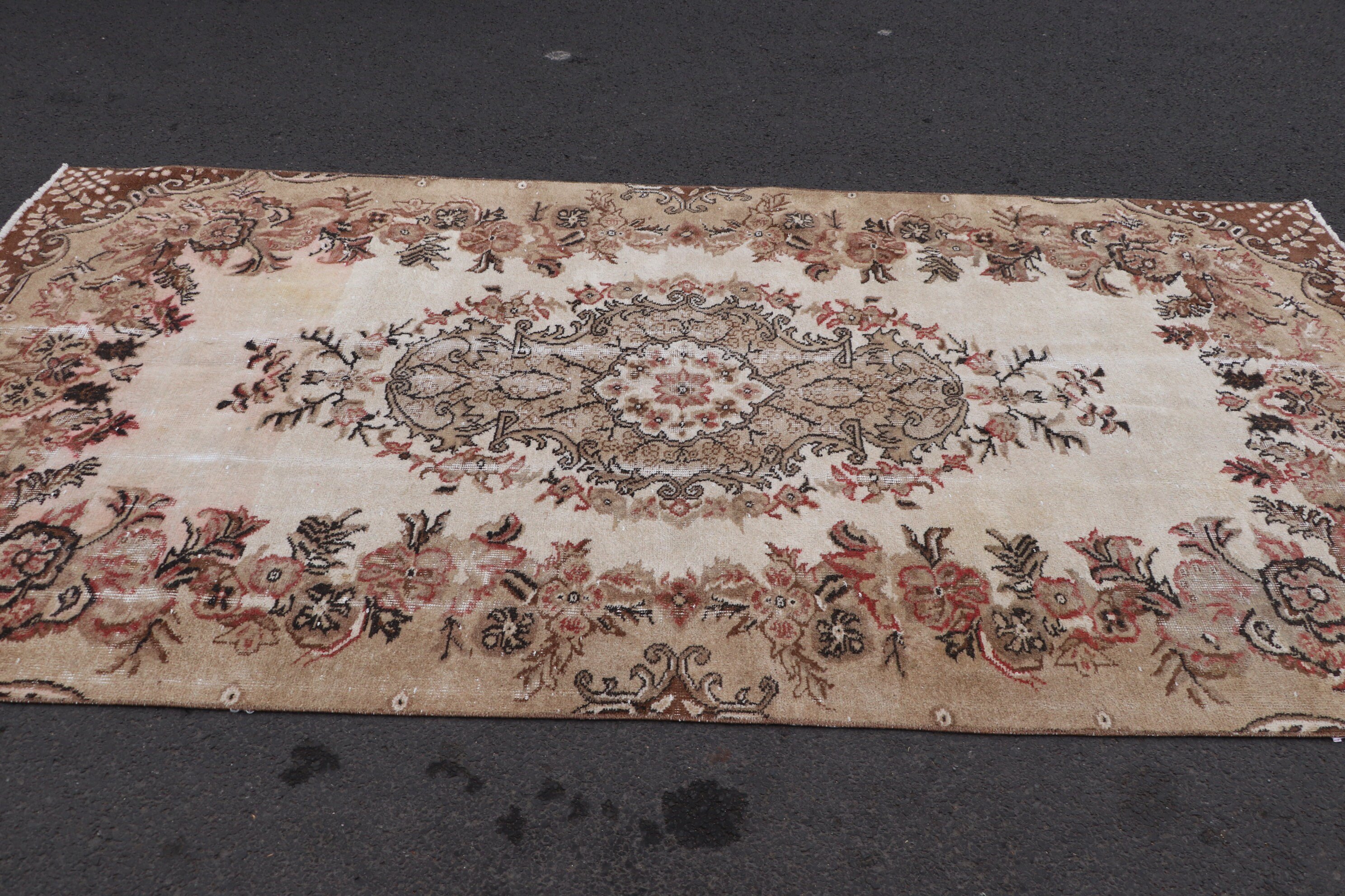 Turkish Rug, Vintage Rug, Moroccan Rug, Hand Woven Rug, Anatolian Rug, 4.8x9.6 ft Large Rug, Salon Rugs, Bedroom Rug, Brown Antique Rug