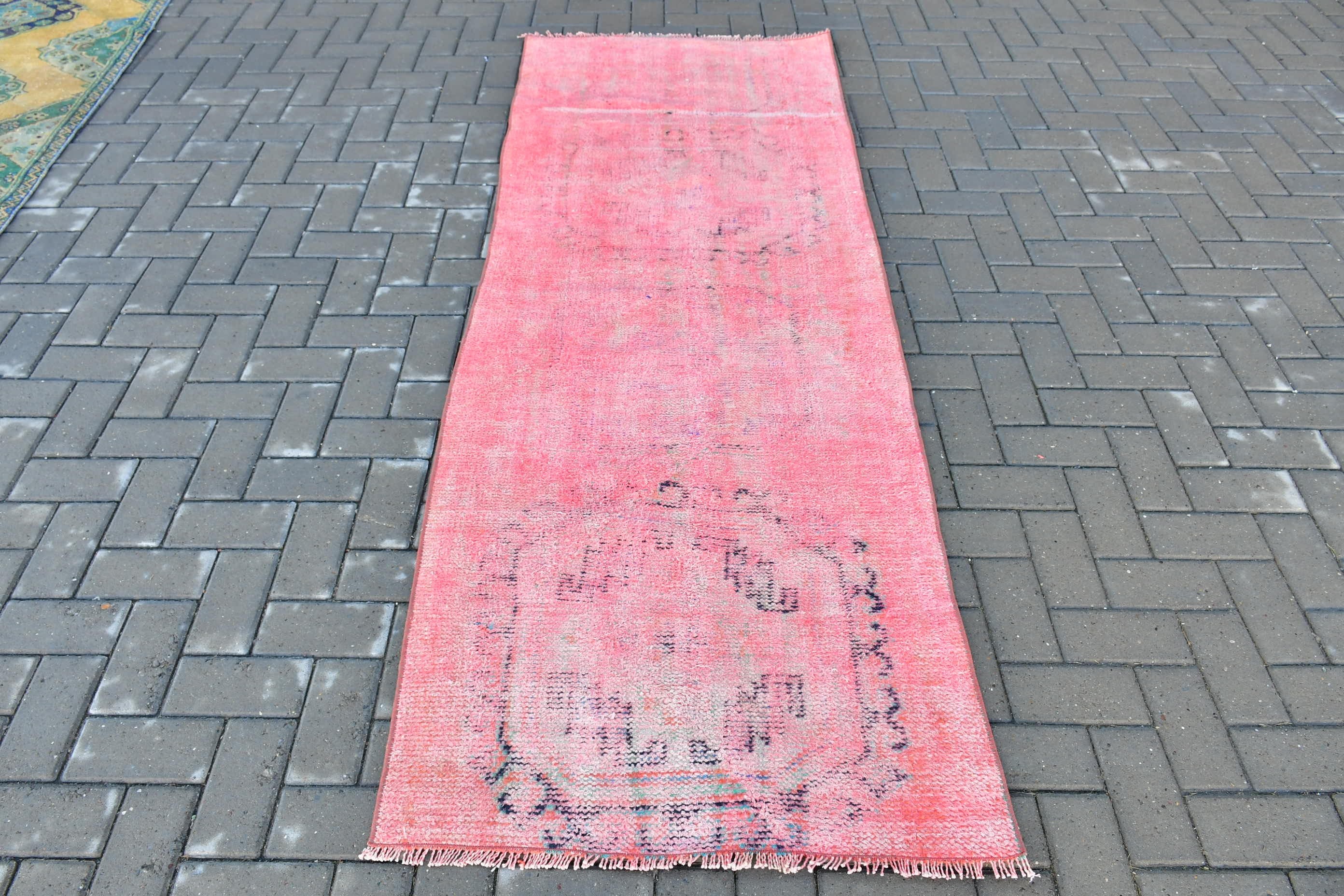 Old Rug, Pink Cool Rug, Anatolian Rug, Turkish Rug, 2.8x8 ft Runner Rugs, Vintage Rug, Rugs for Stair, Hallway Rug, Moroccan Rug, Floor Rug