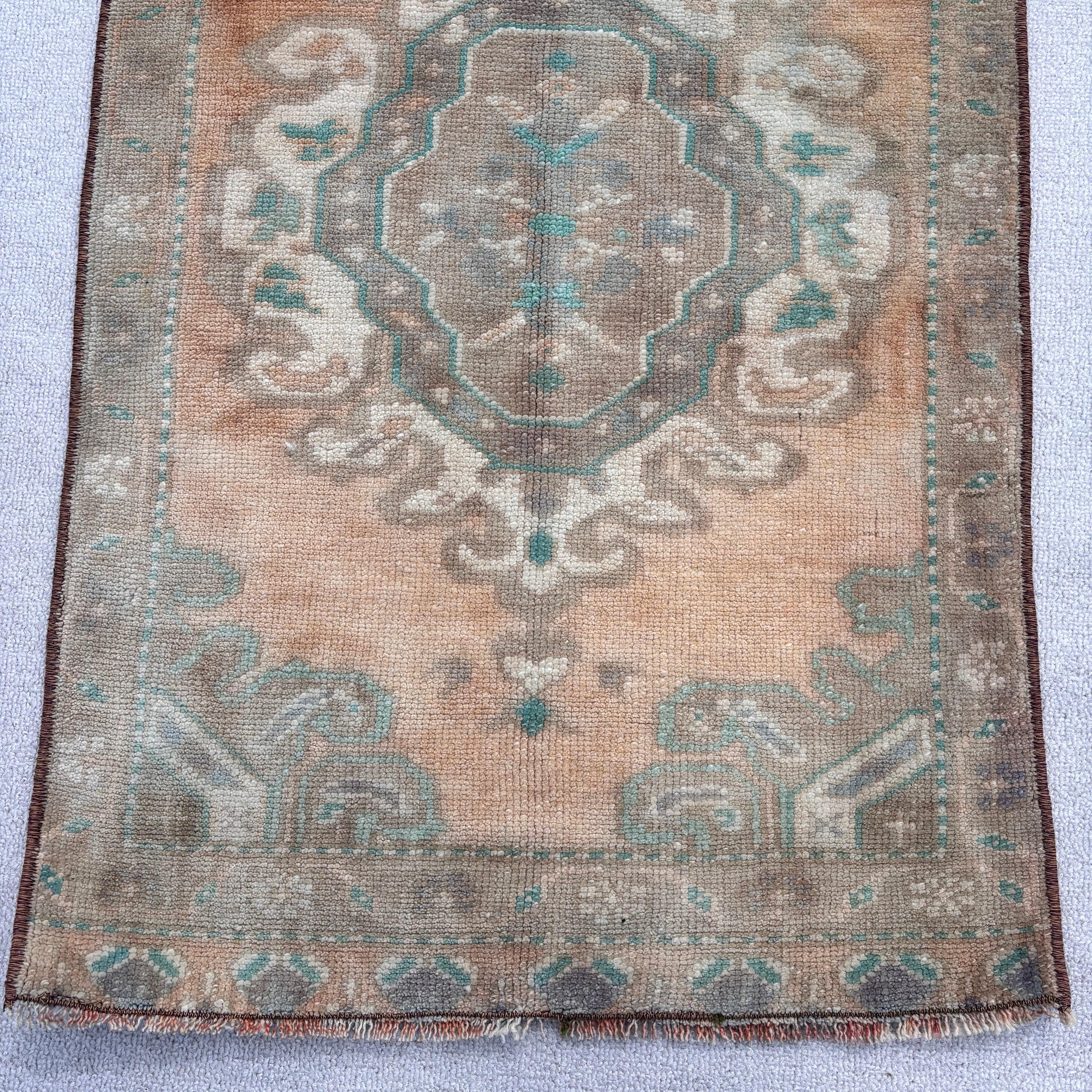 Turuncu Yün Halı, Banyo Halıları, El Dokuma Halı, Vintage Halılar, 1.9x3.1 ft Küçük Halılar, Türk Halısı, El Yapımı Halılar, Kapı Paspası Halısı