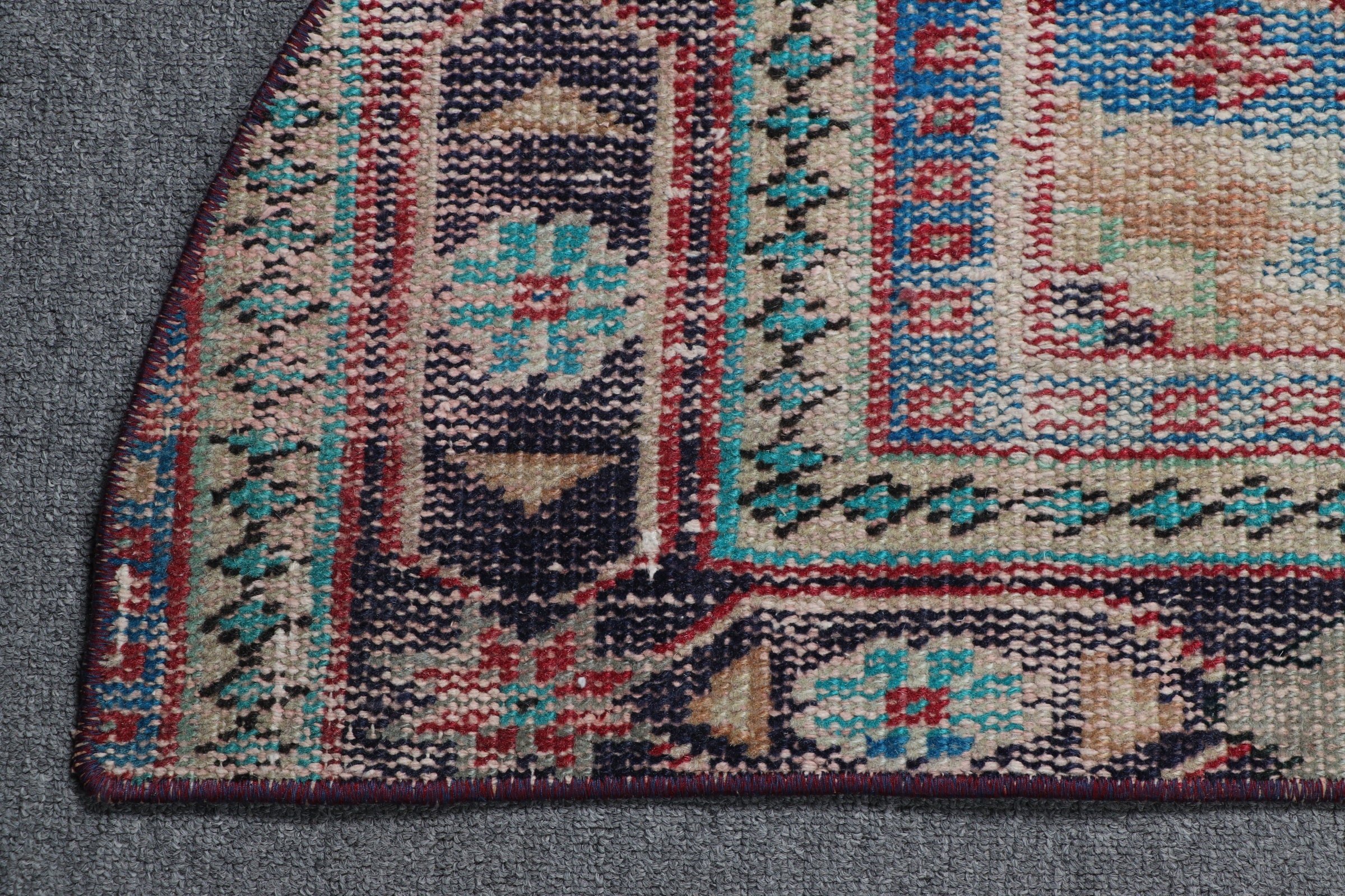 Bathroom Rugs, Entry Rugs, Home Decor Rug, Turkish Rug, Ethnic Rugs, 2.5x1.5 ft Small Rug, Blue Wool Rugs, Vintage Rugs, Oriental Rugs