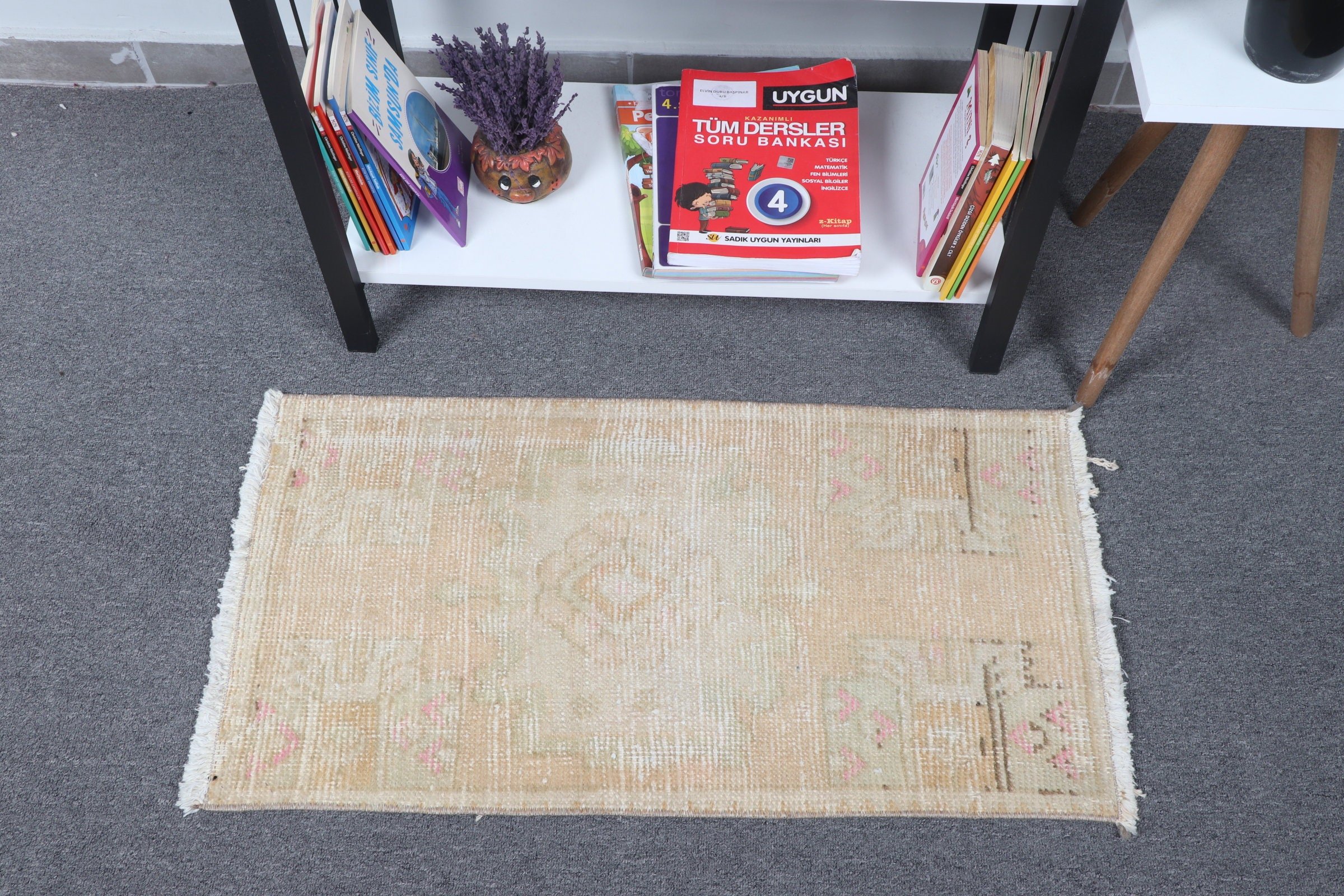 1.5x2.8 ft Small Rugs, Kitchen Rugs, Door Mat Rug, Cool Rugs, Rugs for Kitchen, Vintage Rug, Beige Floor Rug, Entry Rug, Turkish Rug