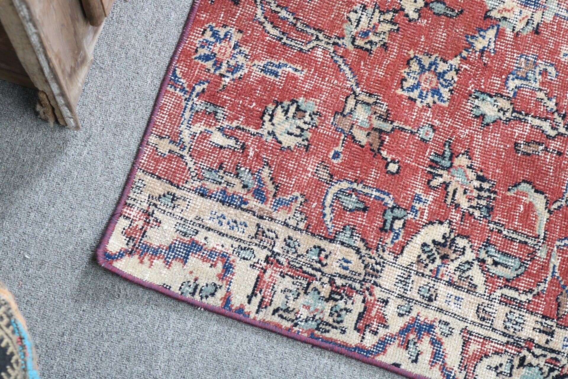 Türk Halıları, Kırmızı Ev Dekorasyonu Halısı, Küçük Boho Halıları, Küçük Alan Halıları, Vintage Halılar, 2x3.3 ft Küçük Halı, El Dokuma Halı