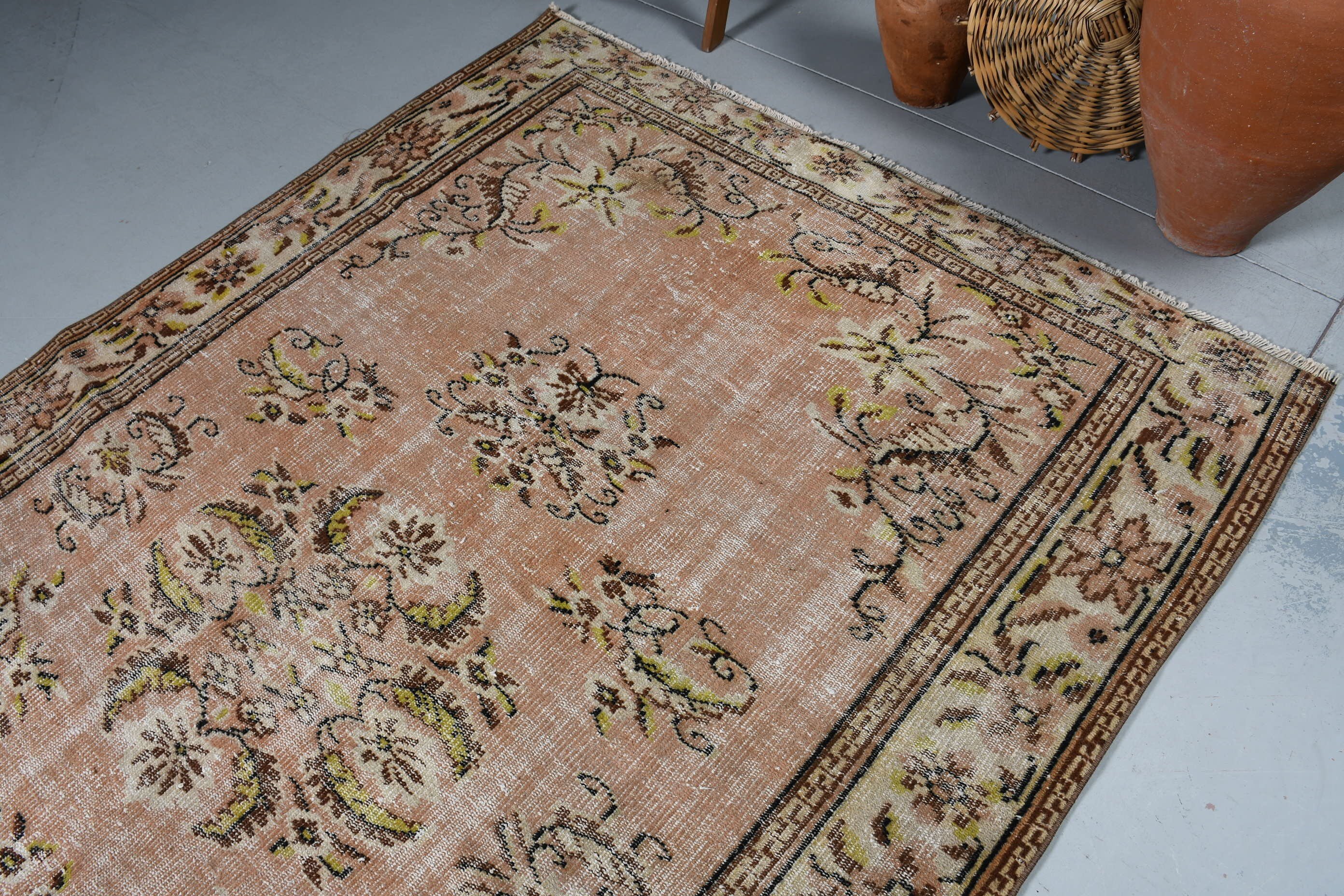 Turkish Rug, Living Room Rug, Dining Room Rug, Home Decor Rug, Old Rug, Brown  5.7x8.4 ft Large Rug, Kitchen Rug, Vintage Rug