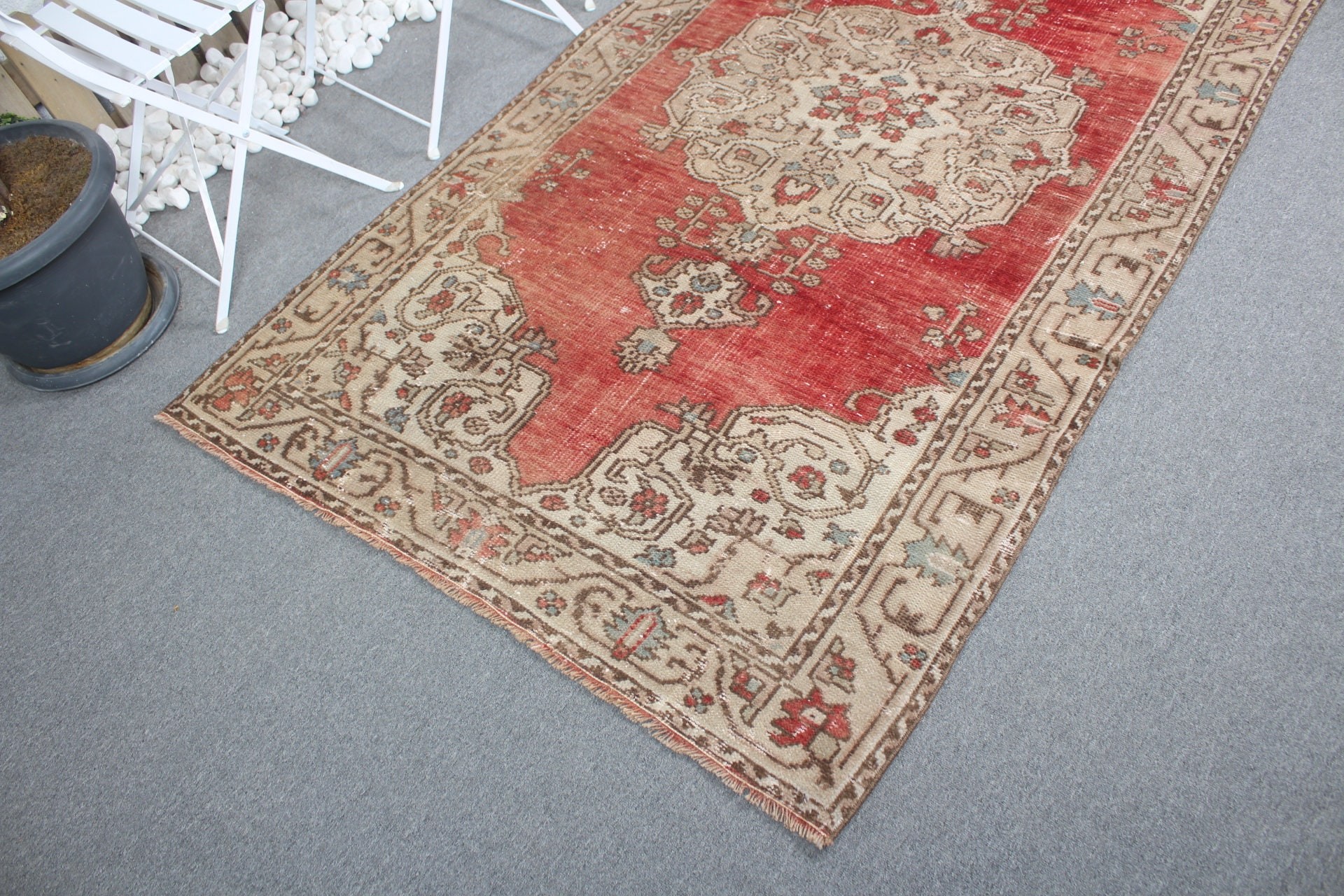 Retro Rugs, Oriental Rug, Rugs for Dining Room, Floor Rugs, Turkish Rug, Dining Room Rug, 4.2x7.2 ft Area Rugs, Red Wool Rugs, Vintage Rug