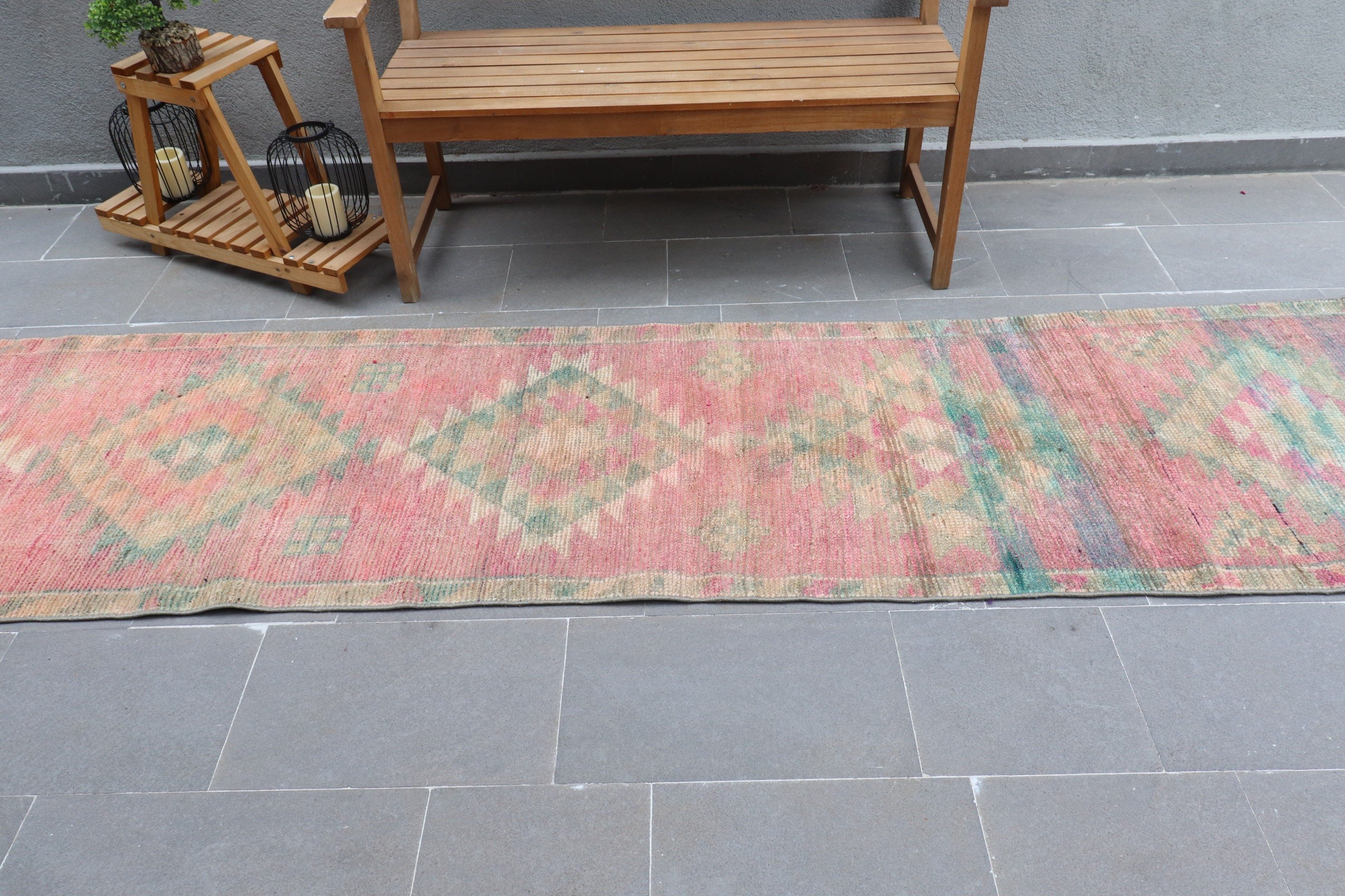 Orange  2.8x10.5 ft Runner Rug, Oriental Rug, Vintage Rug, Corridor Rug, Stair Rug, Abstract Rugs, Turkish Rug, Kitchen Rug