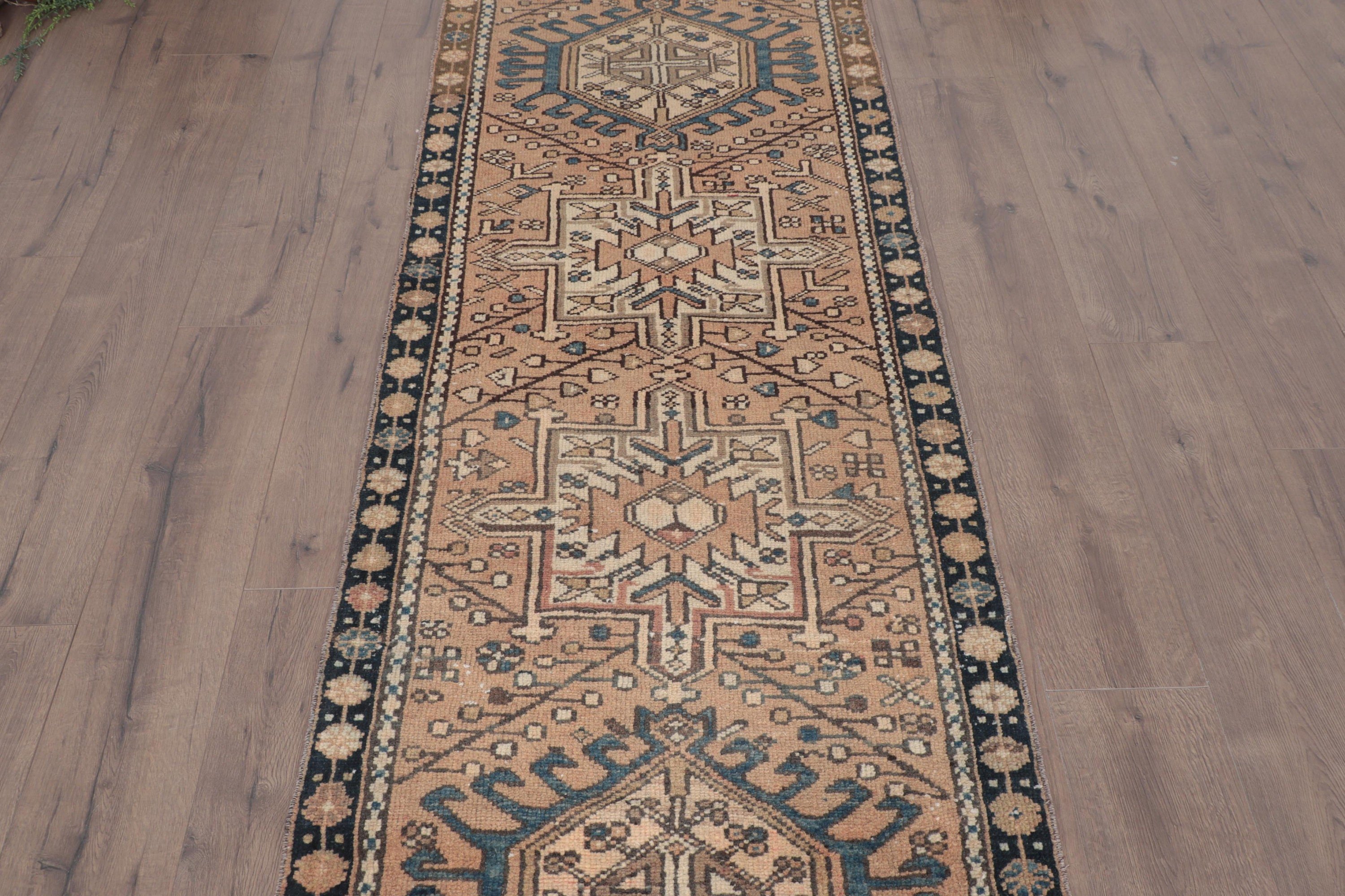 Kahverengi El Dokuma Halılar, Türk Halıları, Lüks Halılar, Vintage Halı, Beni Ourain Yolluk Halıları, Türkiye Halıları, 2.6x10.4 ft Yolluk Halısı, Anadolu Halısı