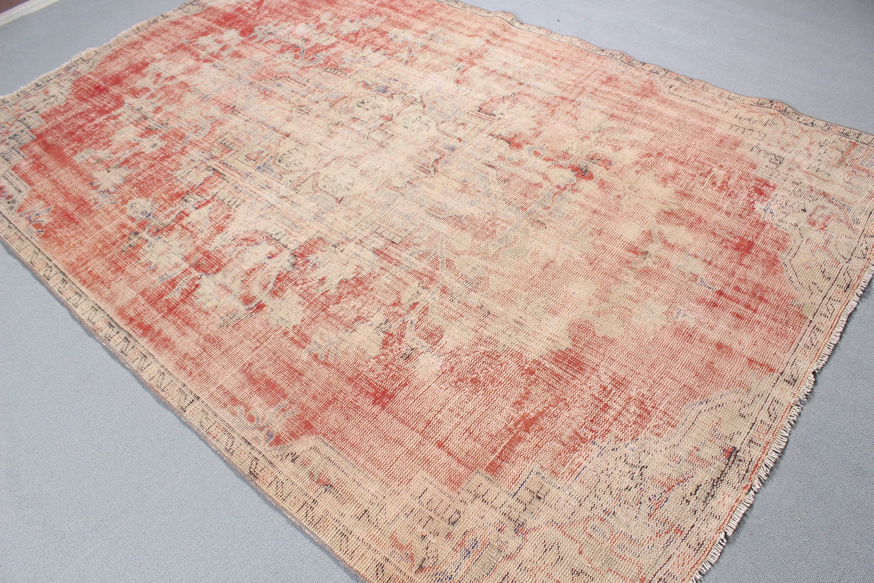 Turkish Rugs, Handwoven Rug, Geometric Rugs, Red Bedroom Rug, Vintage Rug, 5.9x8.8 ft Large Rug, Salon Rug, Artistic Rugs, Living Room Rugs