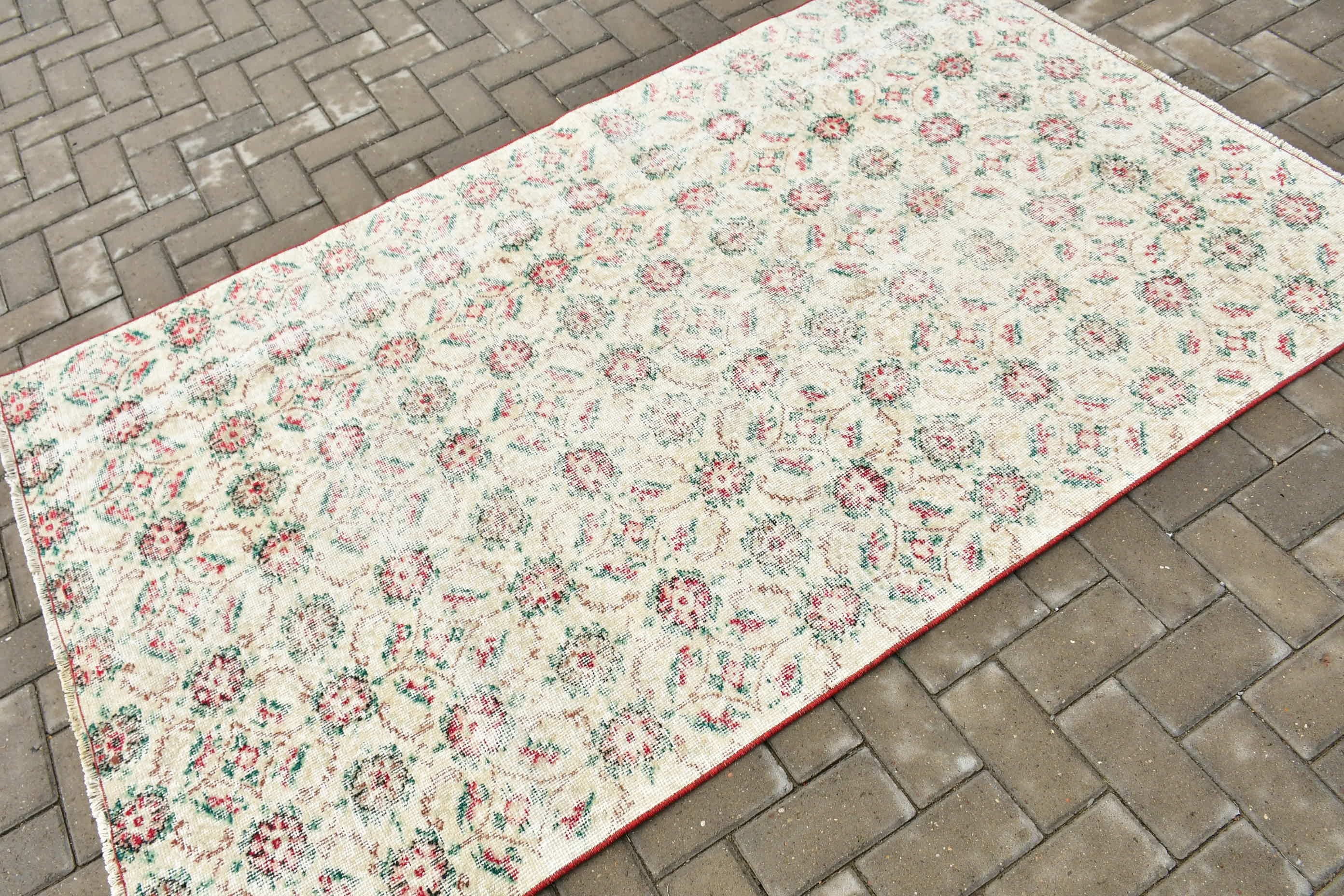 Vintage Halı, Antika Halı, 4.2x7 ft Alan Halısı, Yemek Odası Halısı, Ev Dekor Halısı, Zemin Halıları, Türk Halısı, Bej Soğuk Halılar, İç Mekan Halısı