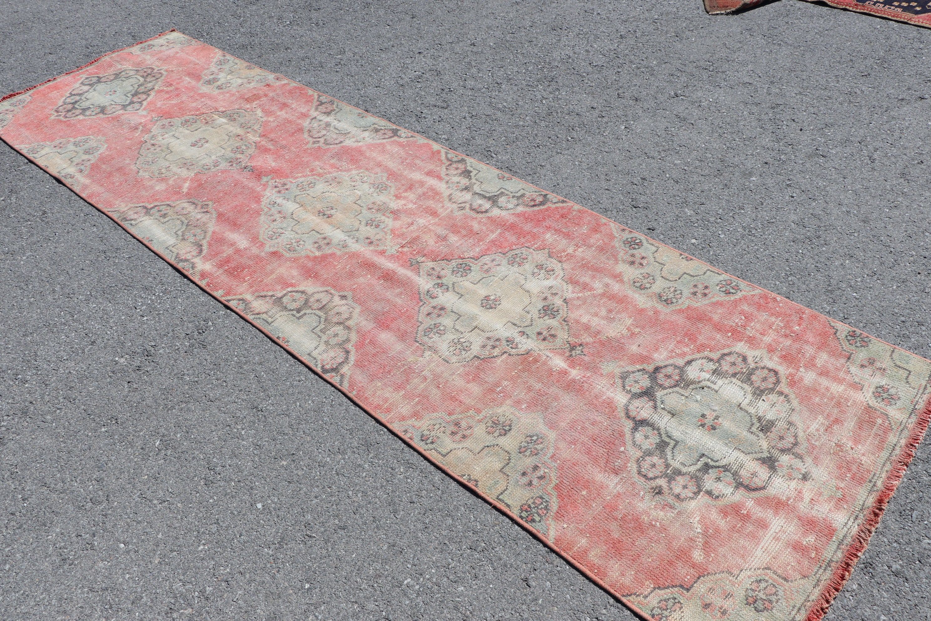 Rugs for Stair, Anatolian Rug, Vintage Rug, Hallway Rug, Bright Rug, Red Floor Rug, 2.9x10.4 ft Runner Rug, Turkish Rug, Kitchen Rug