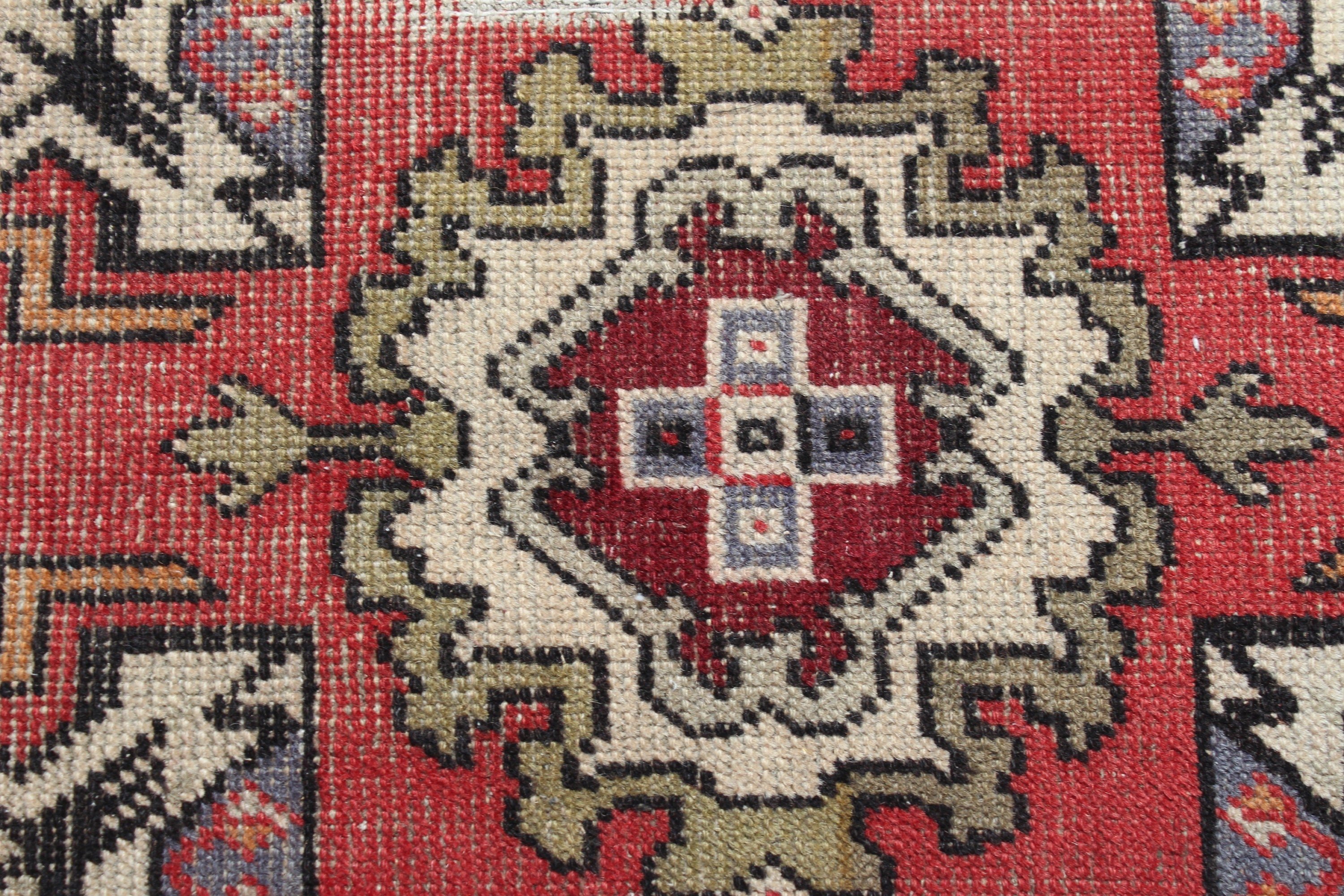 Entry Rug, Floor Rug, Kitchen Rug, Turkish Rugs, Oushak Rug, 1.4x2.8 ft Small Rug, Vintage Rugs, Rugs for Kitchen, Red Home Decor Rug