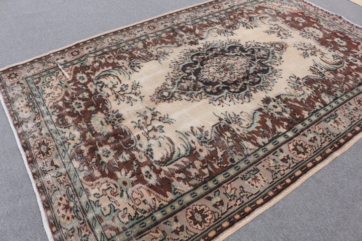 Dining Room Rug, Beige  5.9x9.2 ft Large Rugs, Salon Rug, Wool Rug, Natural Rugs, Vintage Rugs, Cool Rugs, Turkish Rug