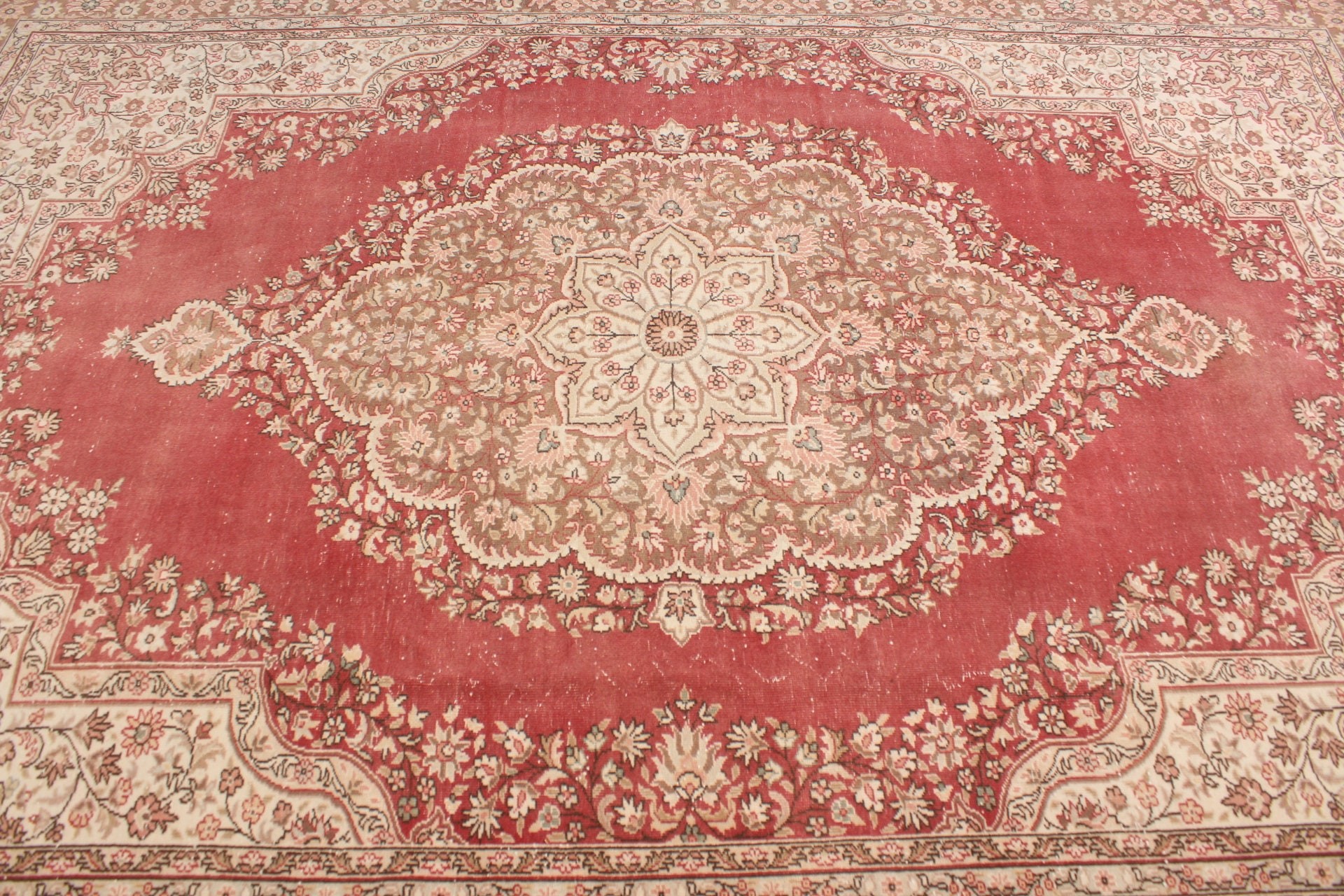 Düz Dokuma Halı, Yatak Odası Halısı, 6.9x9.8 ft Büyük Halı, Bej Soğuk Halı, Anadolu Halısı, Vintage Halı, Yemek Odası Halıları, Türk Halıları