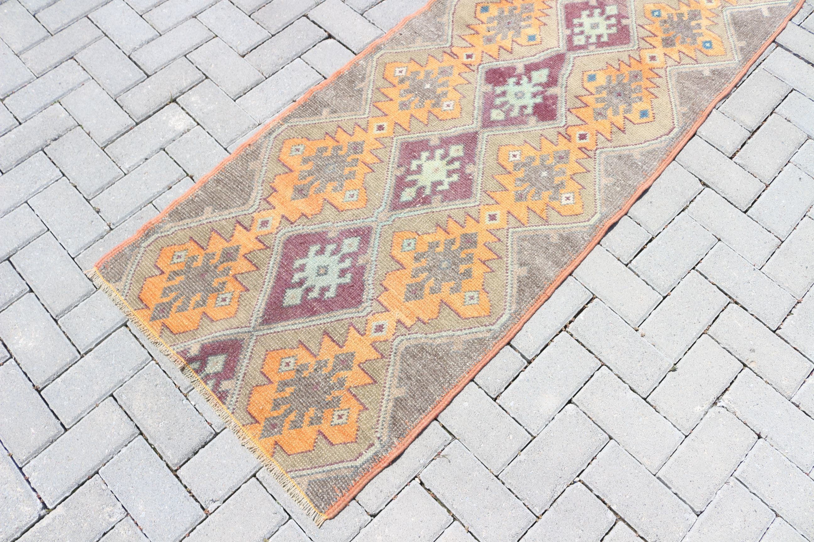 Rugs for Runner, Kitchen Rug, Corridor Rugs, Orange Floor Rugs, Pastel Rug, 2.3x7.1 ft Runner Rugs, Oushak Rugs, Vintage Rug, Turkish Rugs