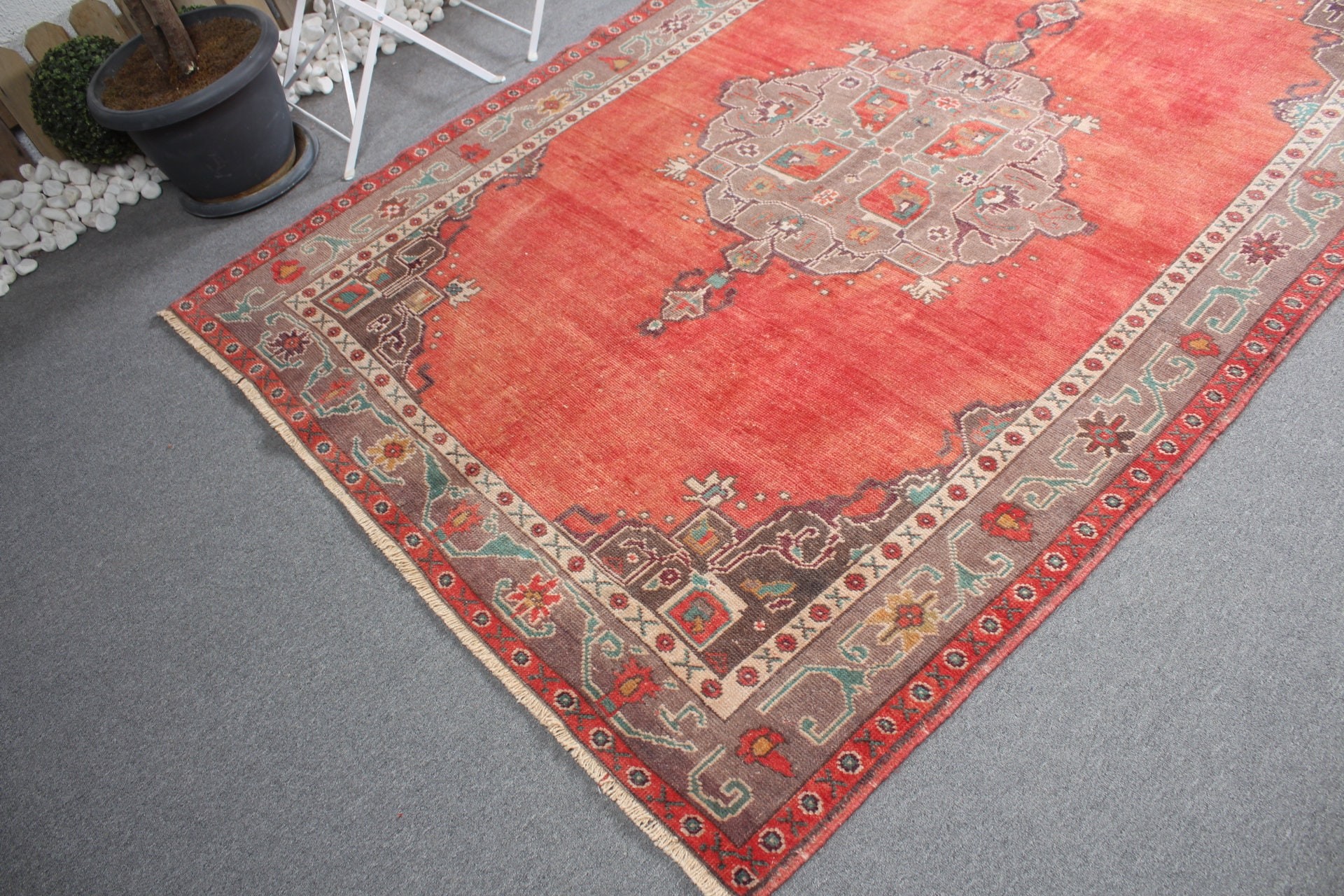 Bedroom Rugs, Turkish Rugs, Muted Rug, Antique Rug, 5.4x8.2 ft Large Rugs, Home Decor Rugs, Dining Room Rug, Red Floor Rug, Vintage Rugs