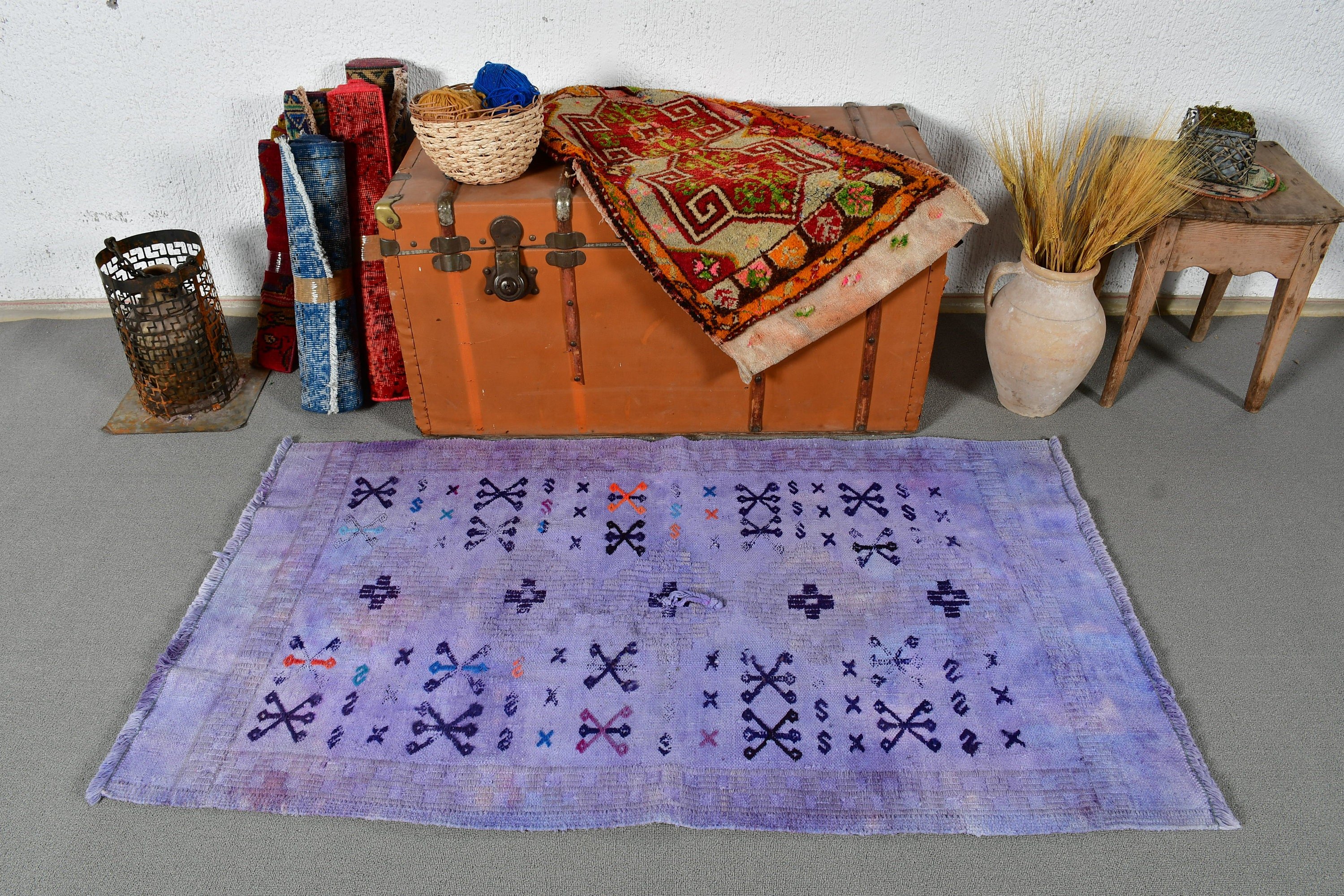 Kilim, Turkish Rugs, Vintage Rugs, Antique Rug, Door Mat Rug, Art Rug, Car Mat Rug, Purple  2.7x4.9 ft Small Rugs, Kitchen Rug