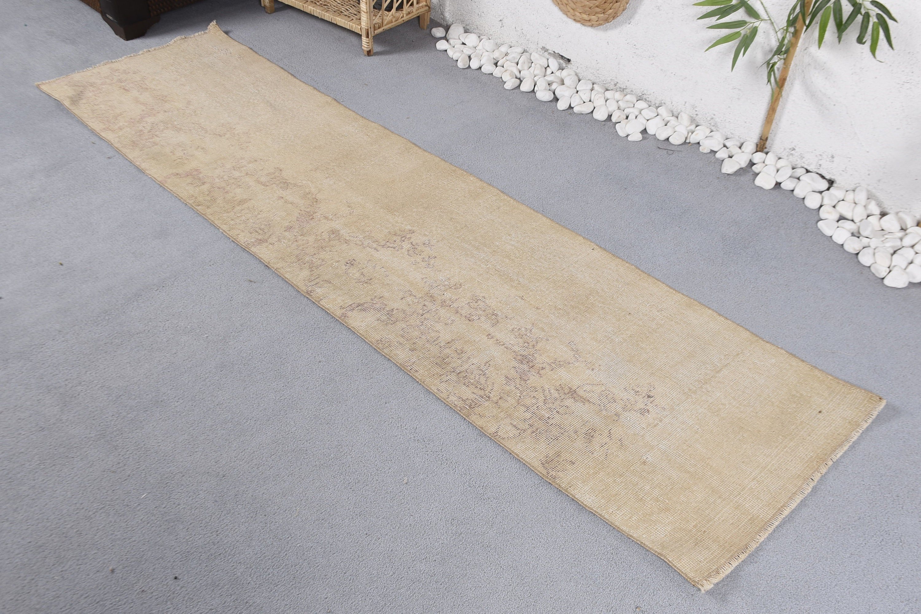 1.9x7.4 ft Runner Rug, Stair Rug, Beige Cool Rugs, Turkish Rug, Bedroom Rug, Moroccan Rugs, Rugs for Runner, Handmade Rug, Vintage Rug